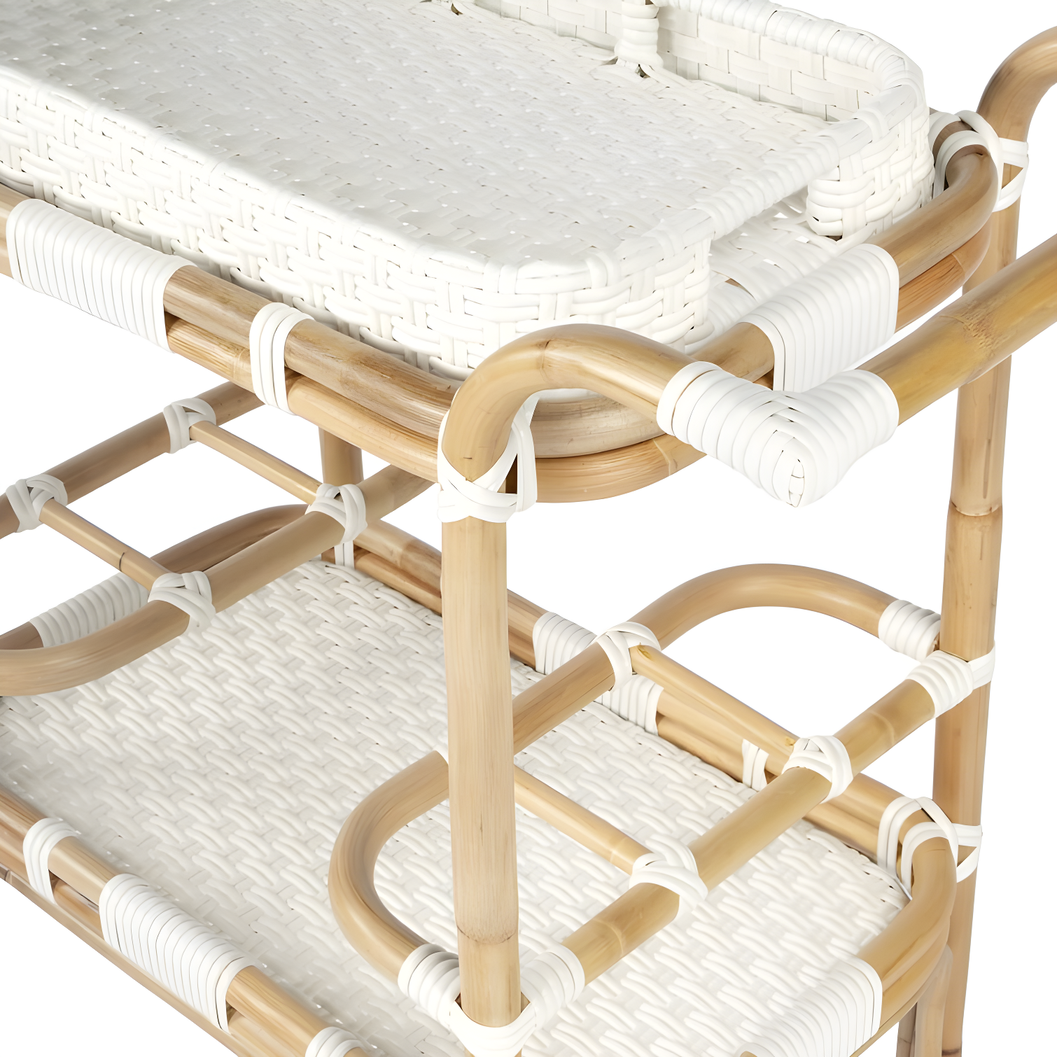 Butler Specialty Company Selena White Rattan Bar Cart