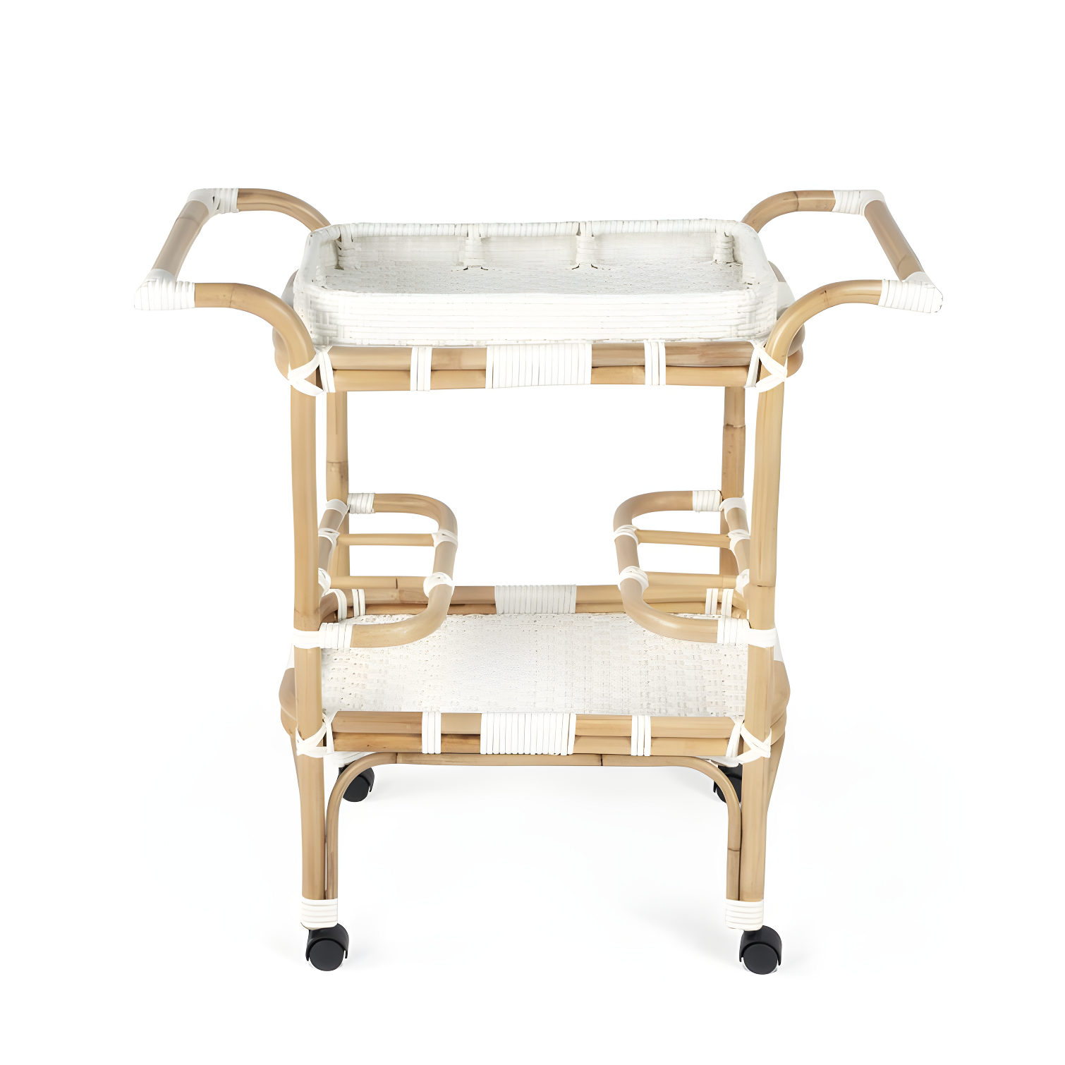 Butler Specialty Company Selena White Rattan Bar Cart