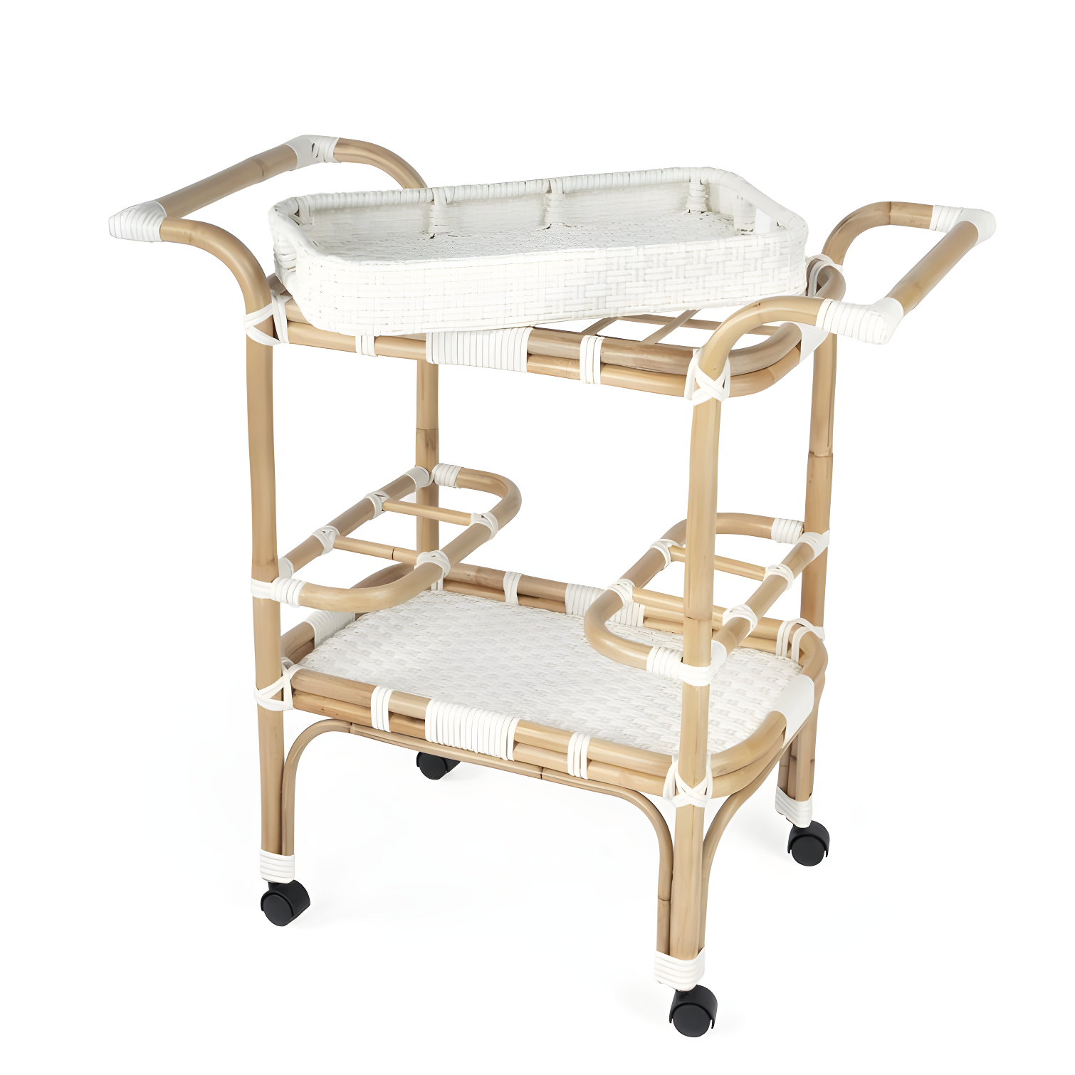 Butler Specialty Company Selena White Rattan Bar Cart