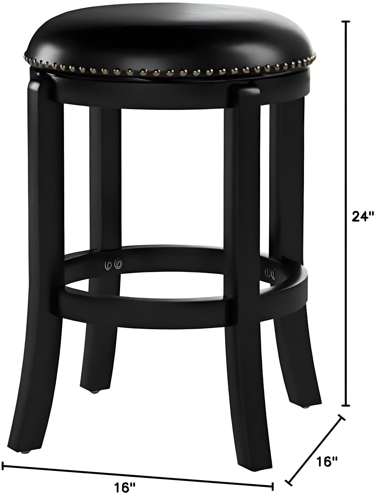 Boraam Cordova Bar Height Backless Swivel Wood Bar Stool, Cappuccino Finish