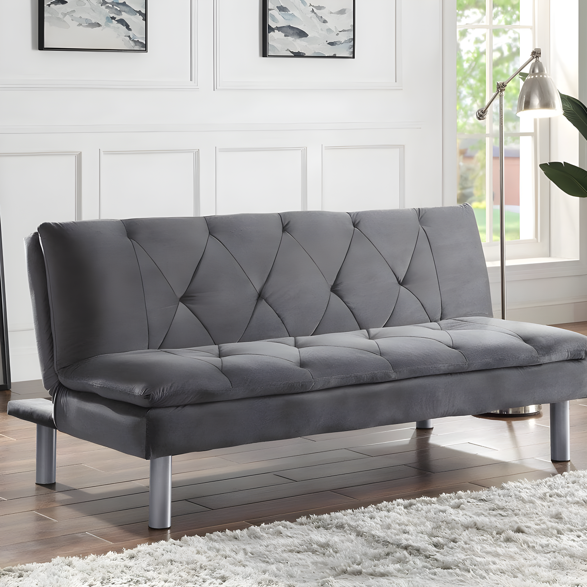 66" Cilliers Sofa Gray Velvet/Chrome Finish - Acme Furniture