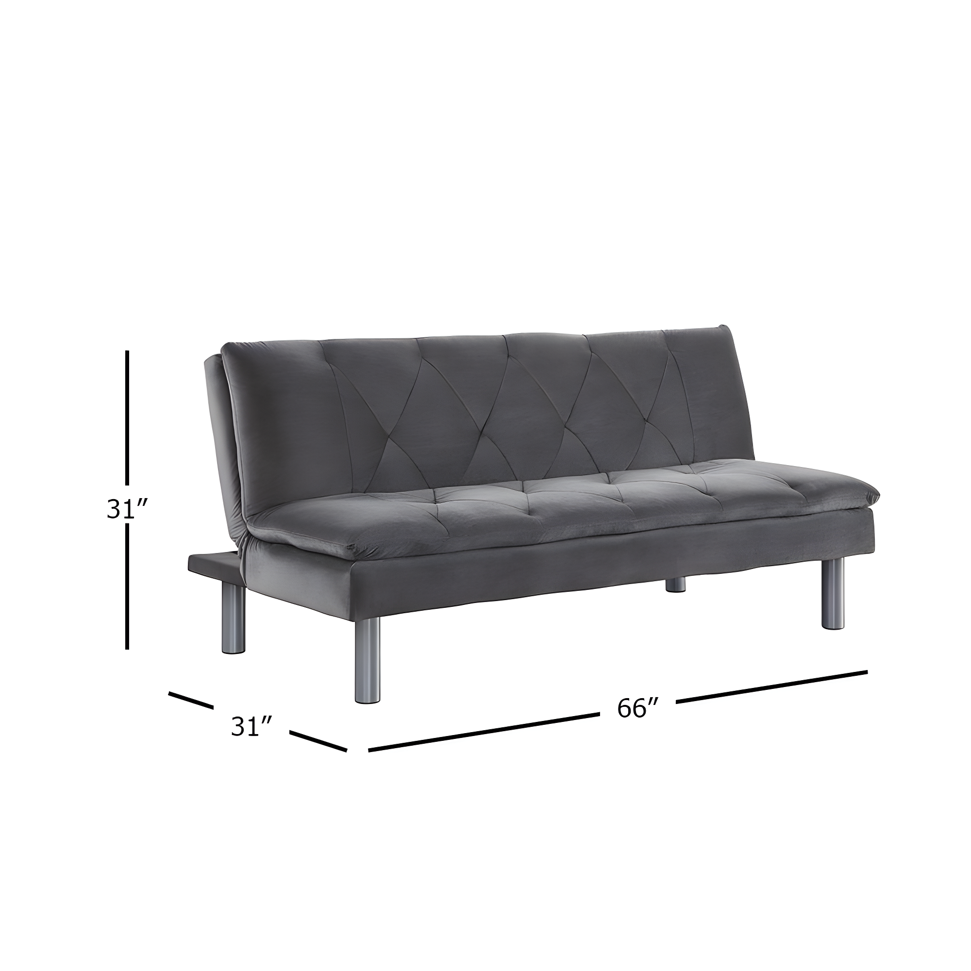 66" Cilliers Sofa Gray Velvet/Chrome Finish - Acme Furniture