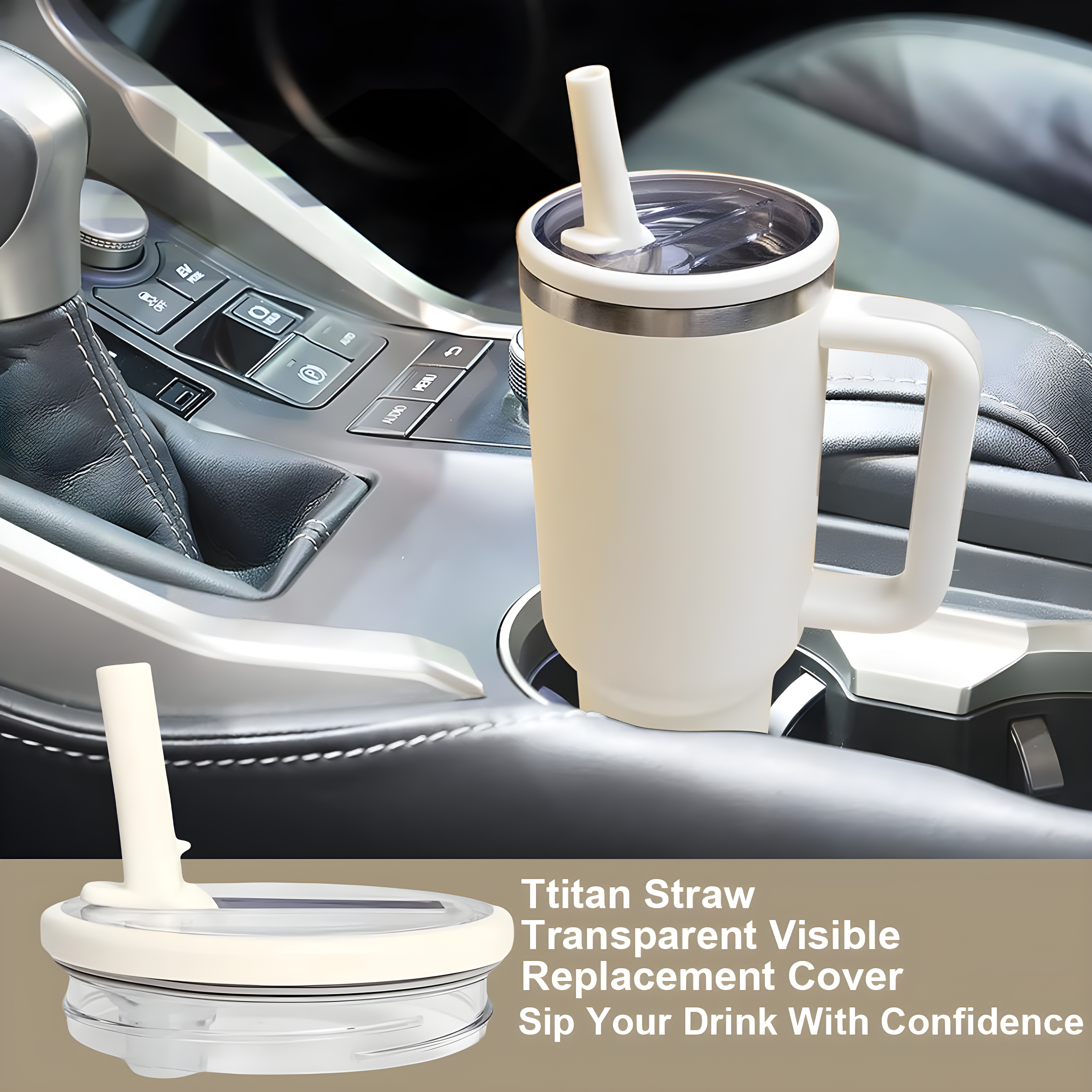 ANTAND 2 Pack 40 Oz Tumbler Flip Straw Lid Replacement Fit For Stanley Quencher, Leak Proof For Stanley Lid Replacement Spill Proof Reusable Tumbler Cover Compatible With 40oz Stanley Cup (Set of 2)