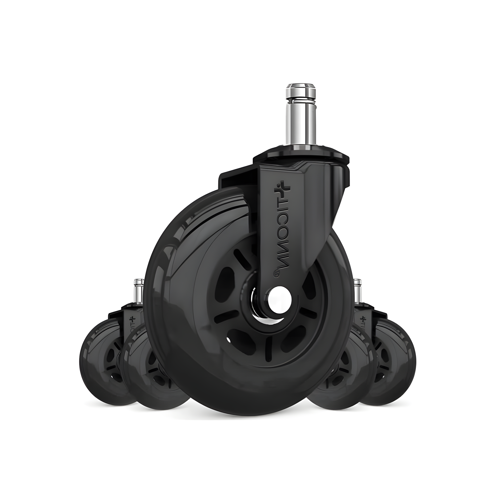 TICONN Office Chair Caster Wheels Set of 5 for Tile, Hardwood Floors and Carpets, Universal Fit for Most Chairs (Black)