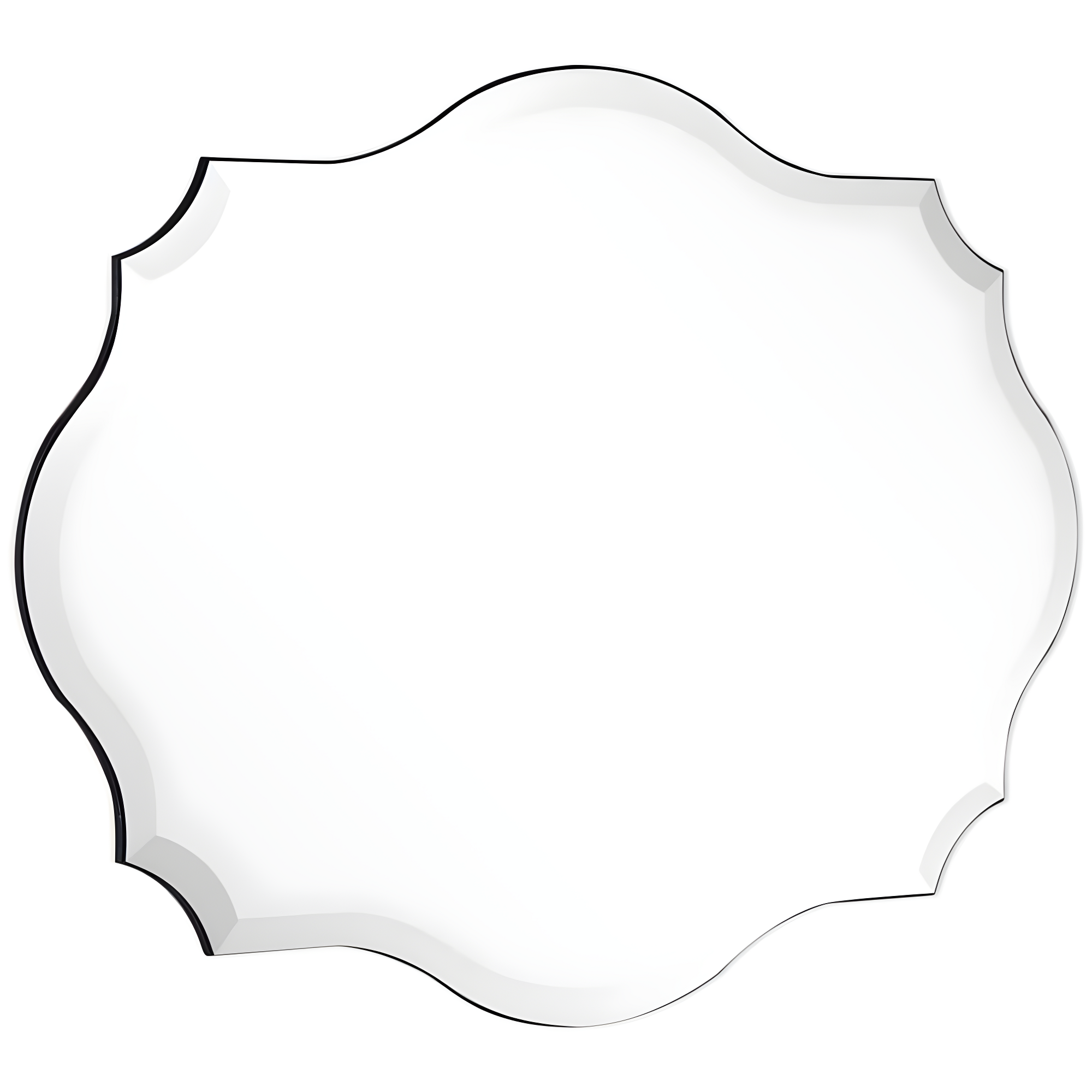 Empire Art Direct  Frameless Beveled Oblong Scalloped Wall Mirror, 24 in. x 32 in.