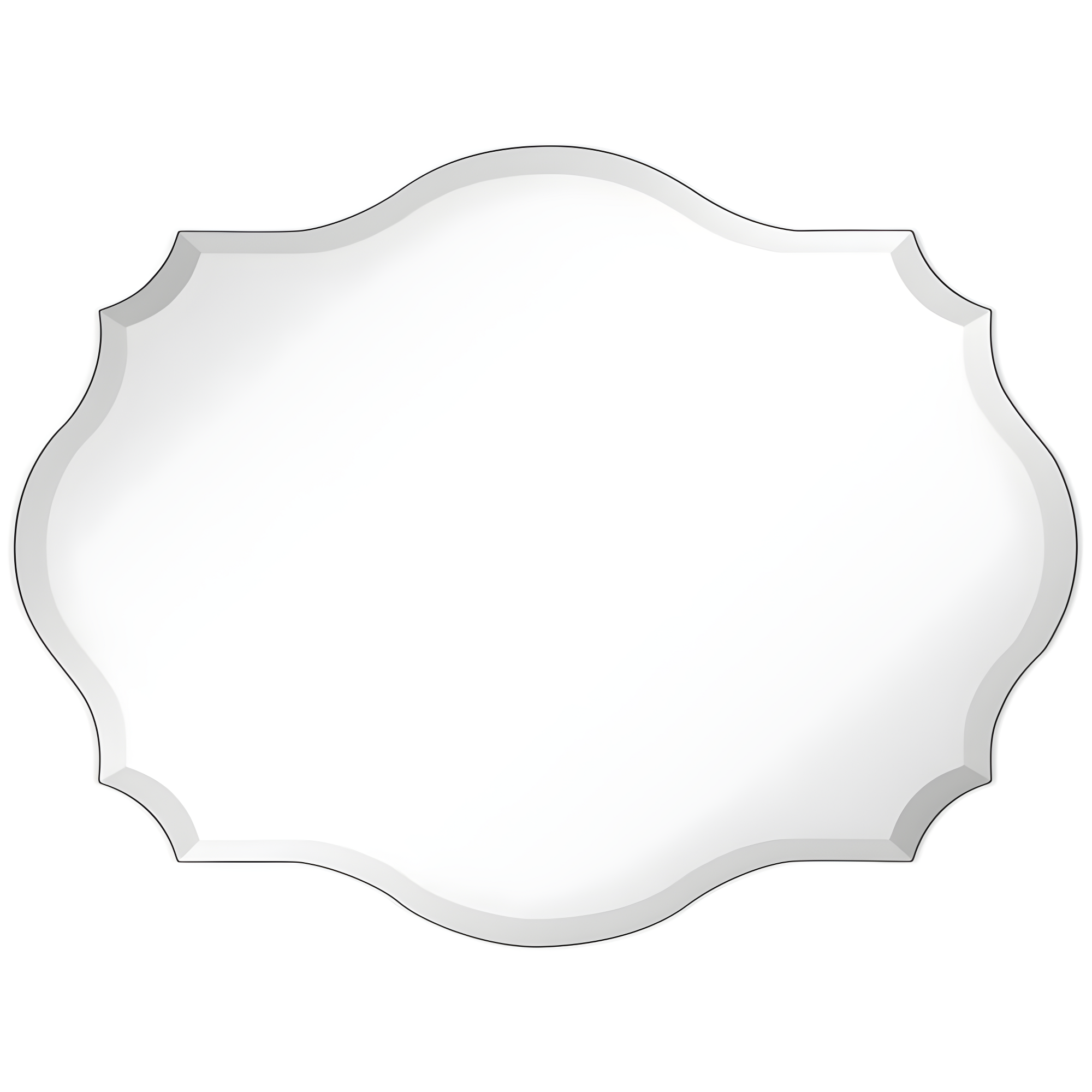 Empire Art Direct  Frameless Beveled Oblong Scalloped Wall Mirror, 24 in. x 32 in.