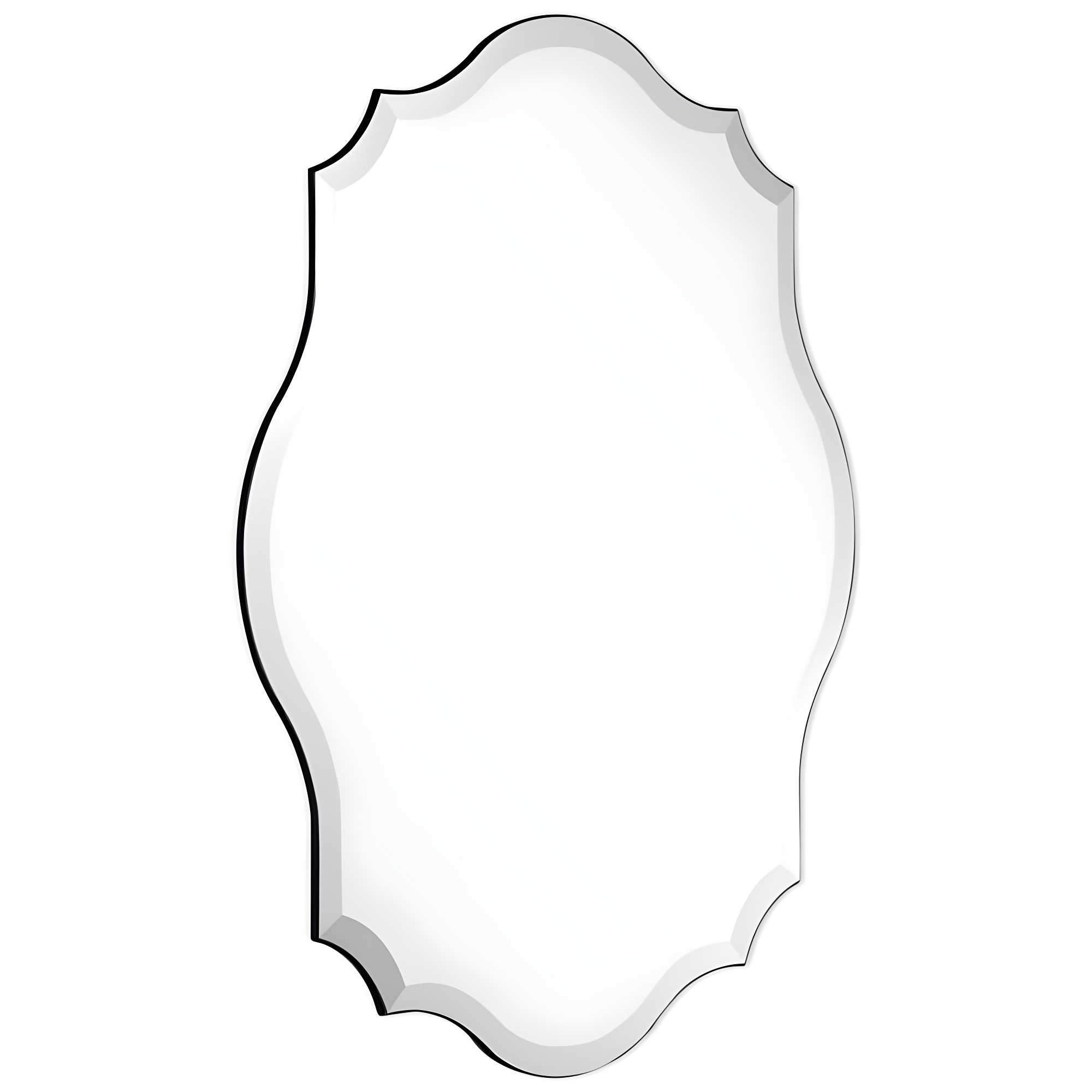 Empire Art Direct  Frameless Beveled Oblong Scalloped Wall Mirror, 24 in. x 32 in.