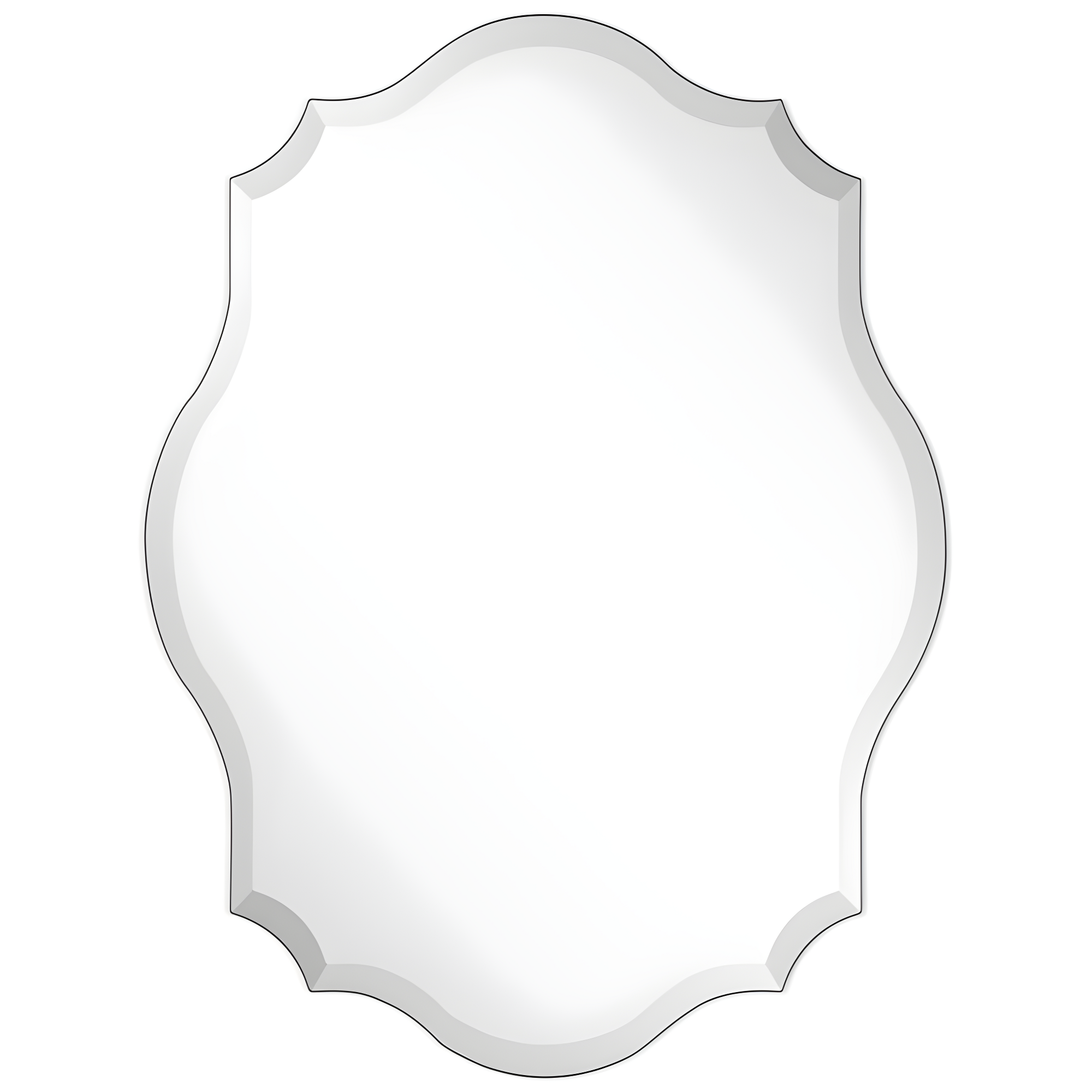 Empire Art Direct  Frameless Beveled Oblong Scalloped Wall Mirror, 24 in. x 32 in.