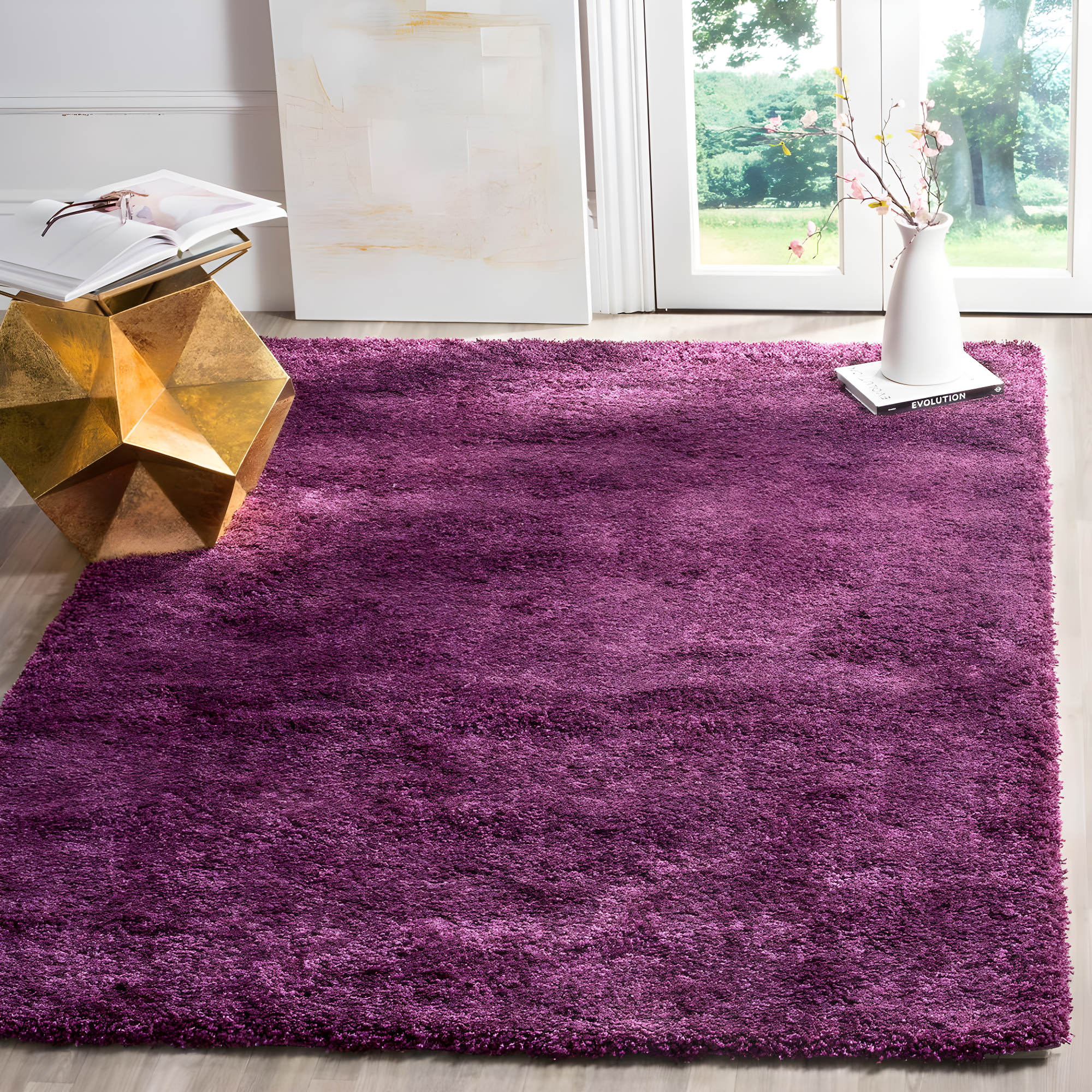 Shag SG151 Power Loomed Area Rug - Purple - 4'x4' - Safavieh.
