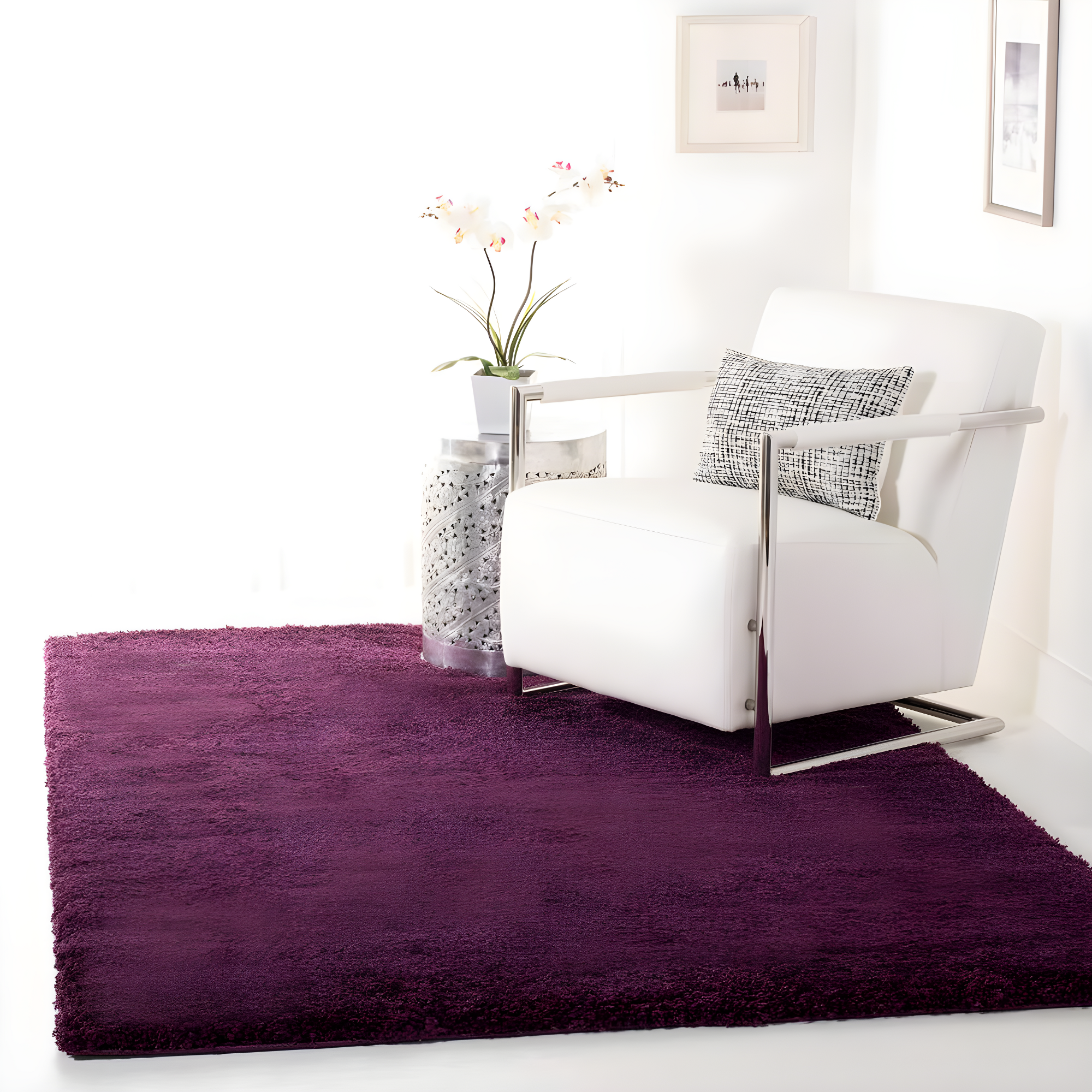 Shag SG151 Power Loomed Area Rug - Purple - 4'x4' - Safavieh.