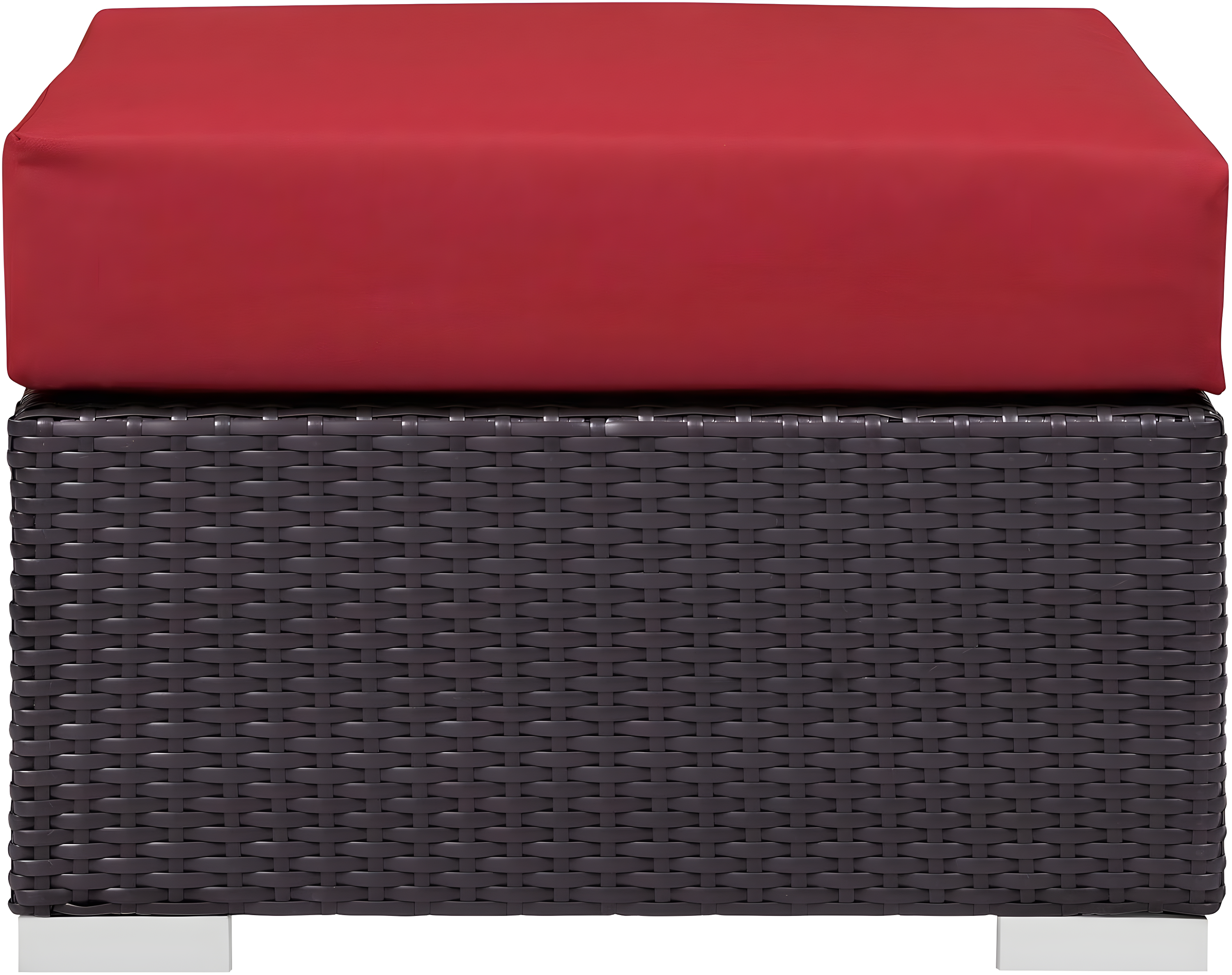 Modway Convene Outdoor Patio Fabric Square Ottoman in Espresso Red