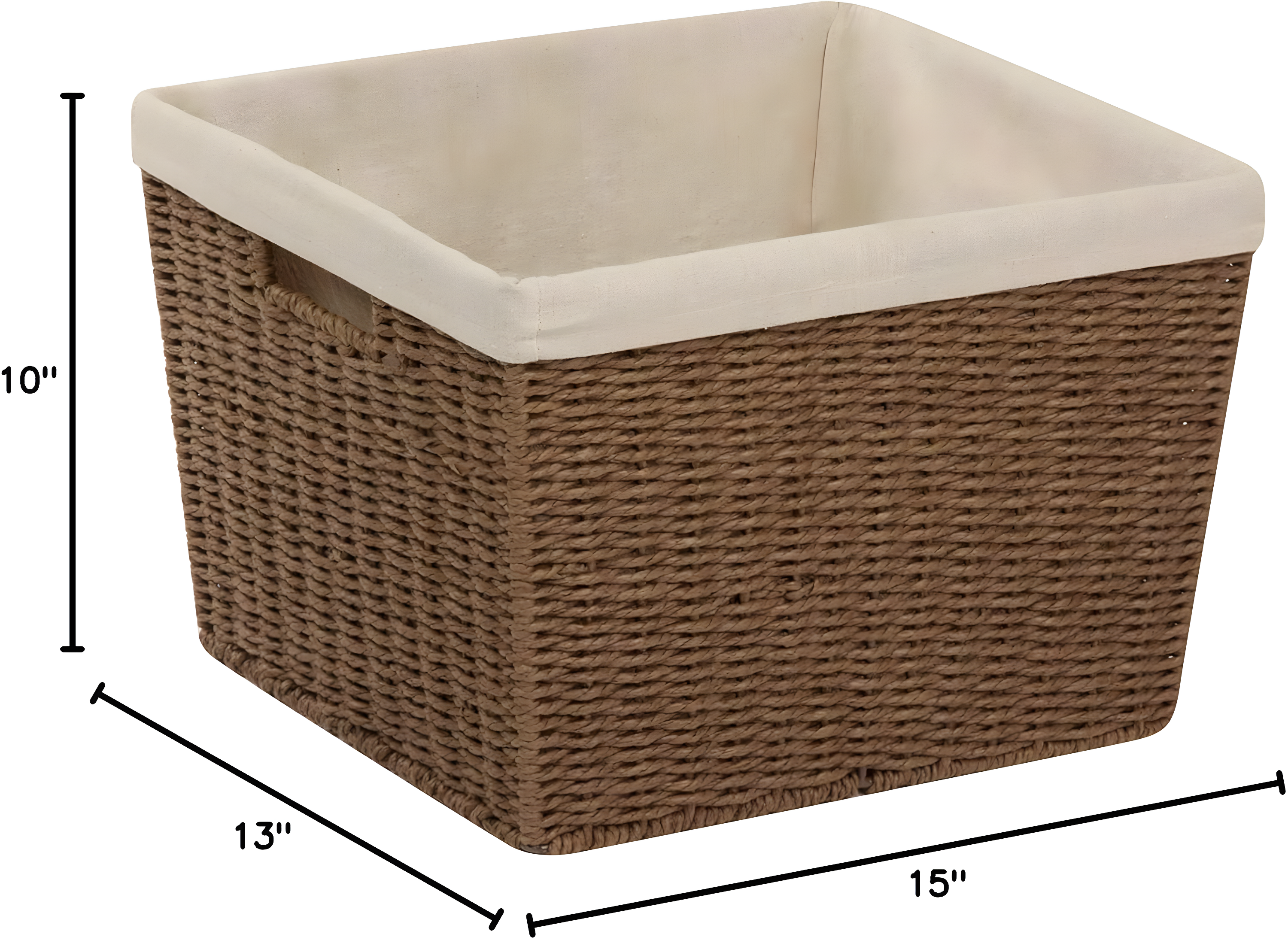 Honey-Can-Do Paper Rope and Steel Large Storage Basket with Liner, Brown/Natural