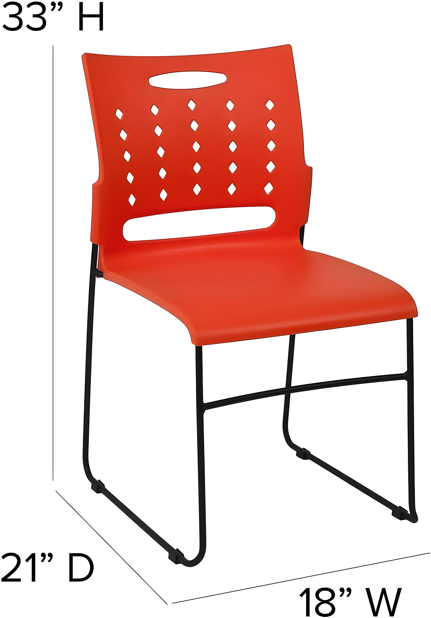 Flash Furniture 881 lb. Capacity Sled Base Stack Chair with Carry Handle and Air-Vent Back