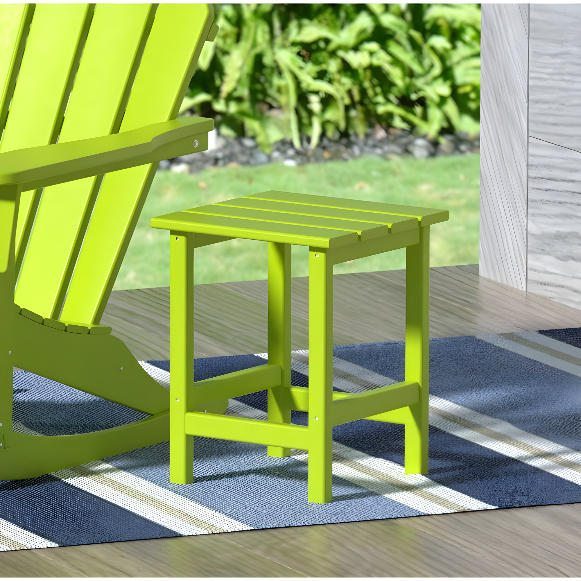 Polytrends  Laguna Hdpe All Weather Outdoor Patio Square Side Table Lime