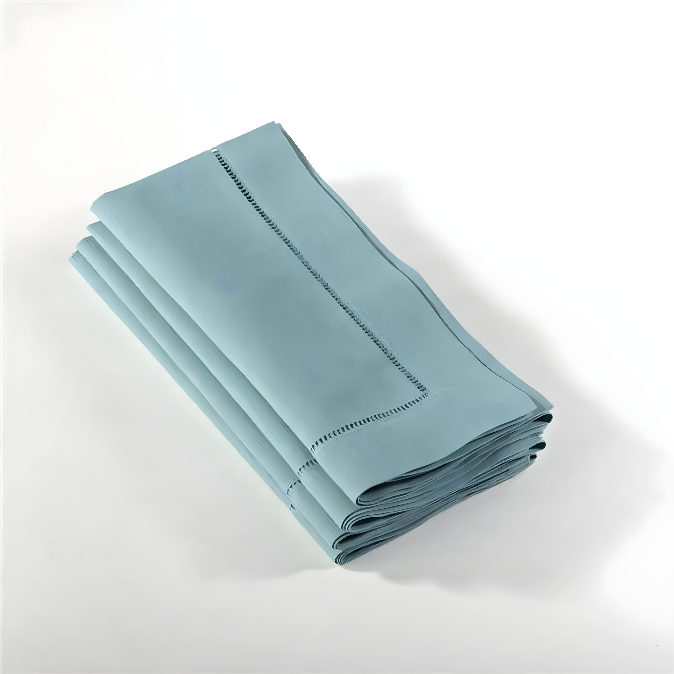 Hemstitched Dinner Napkins Sea Green (Set of 4): Saro Lifestyle, Machine Washable, Linen Blend