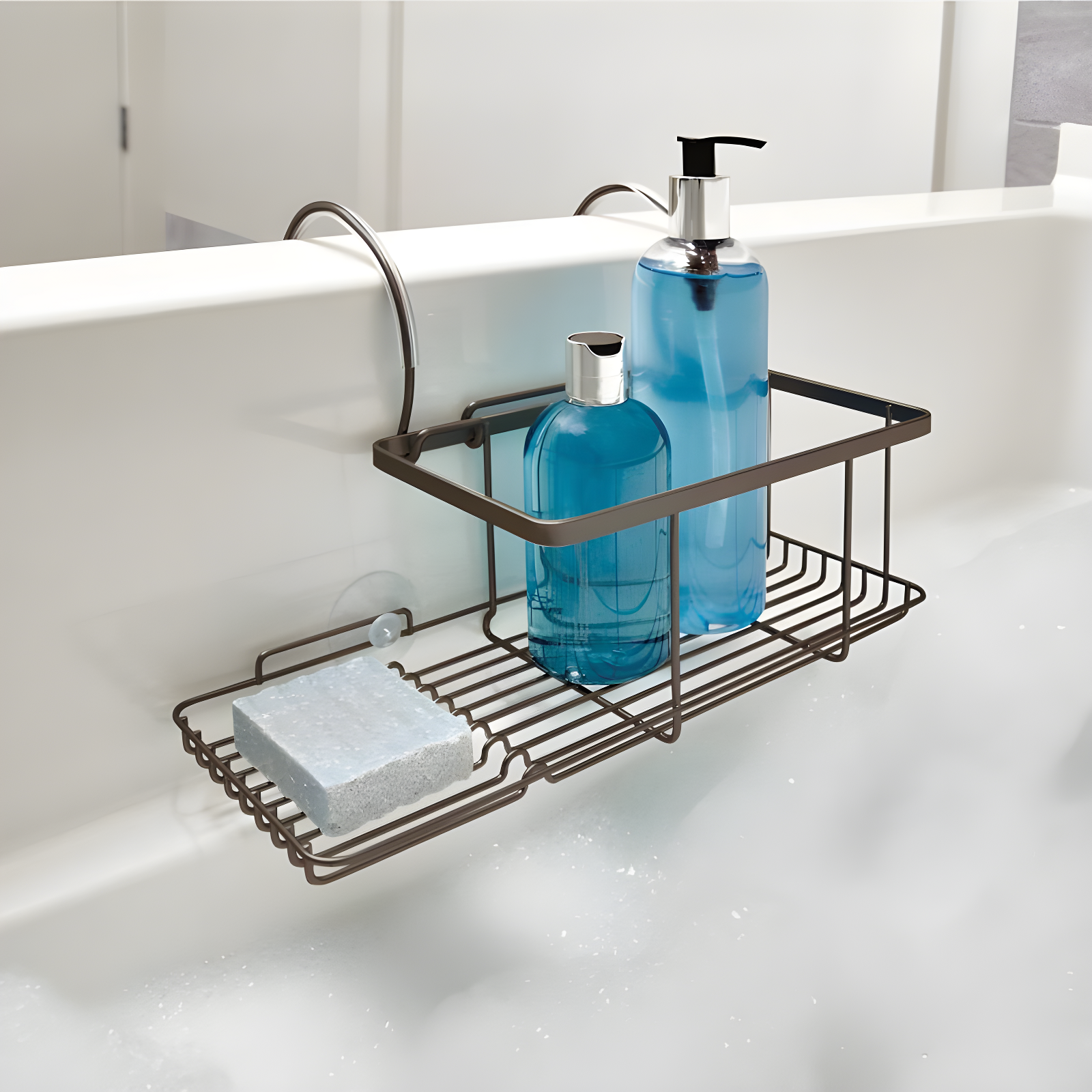 iDESIGN Everett Bathtub Storage Caddy Bronze: Steel Construction, Bath Organizer, Tray for Tub