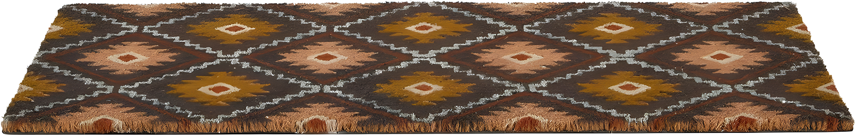 Main + Mesa Natural Coir Doormat with Geometric Print, Multi-color