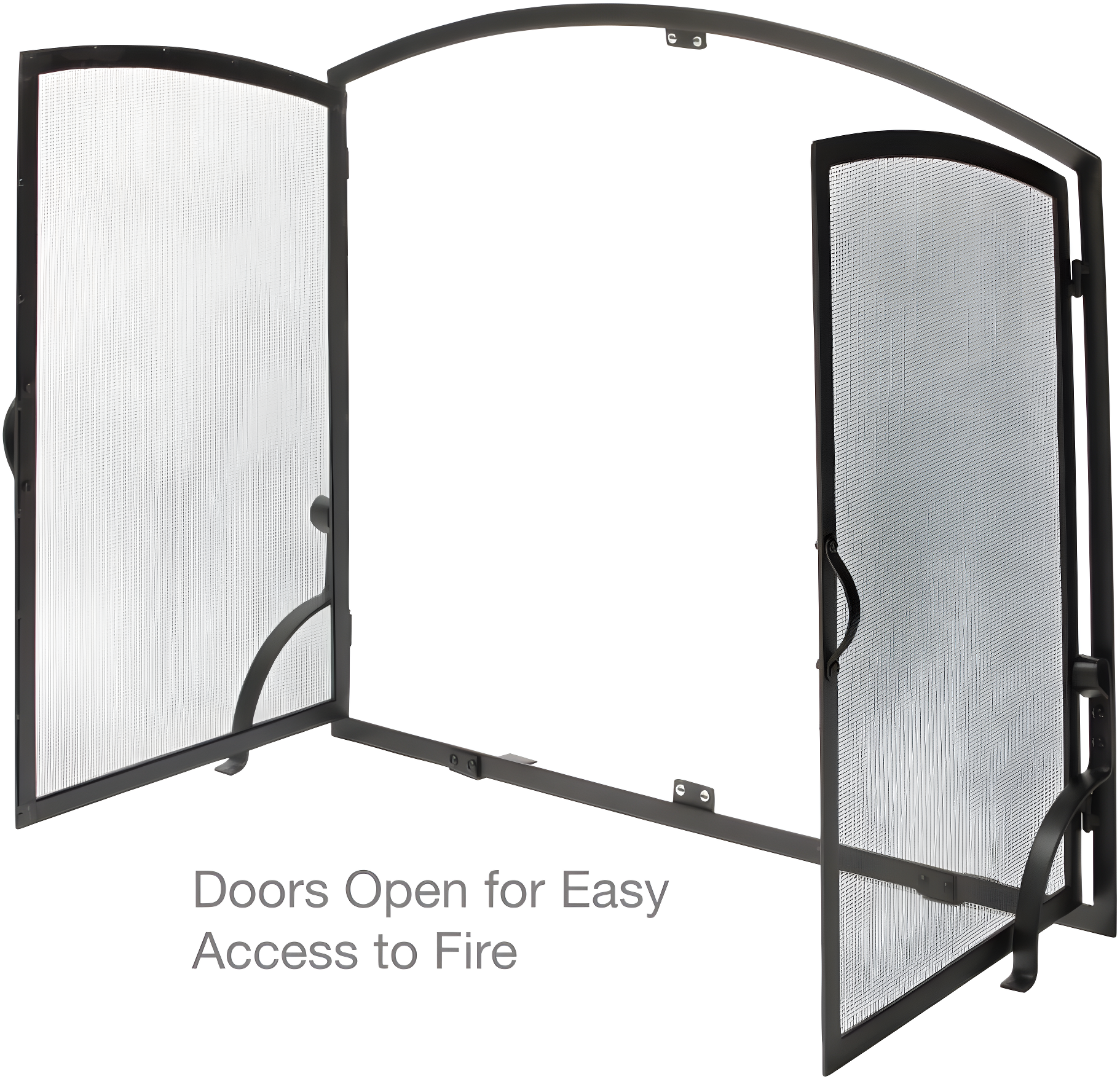 UniFlame Single Panel Black Wrought Iron Screen with Doors