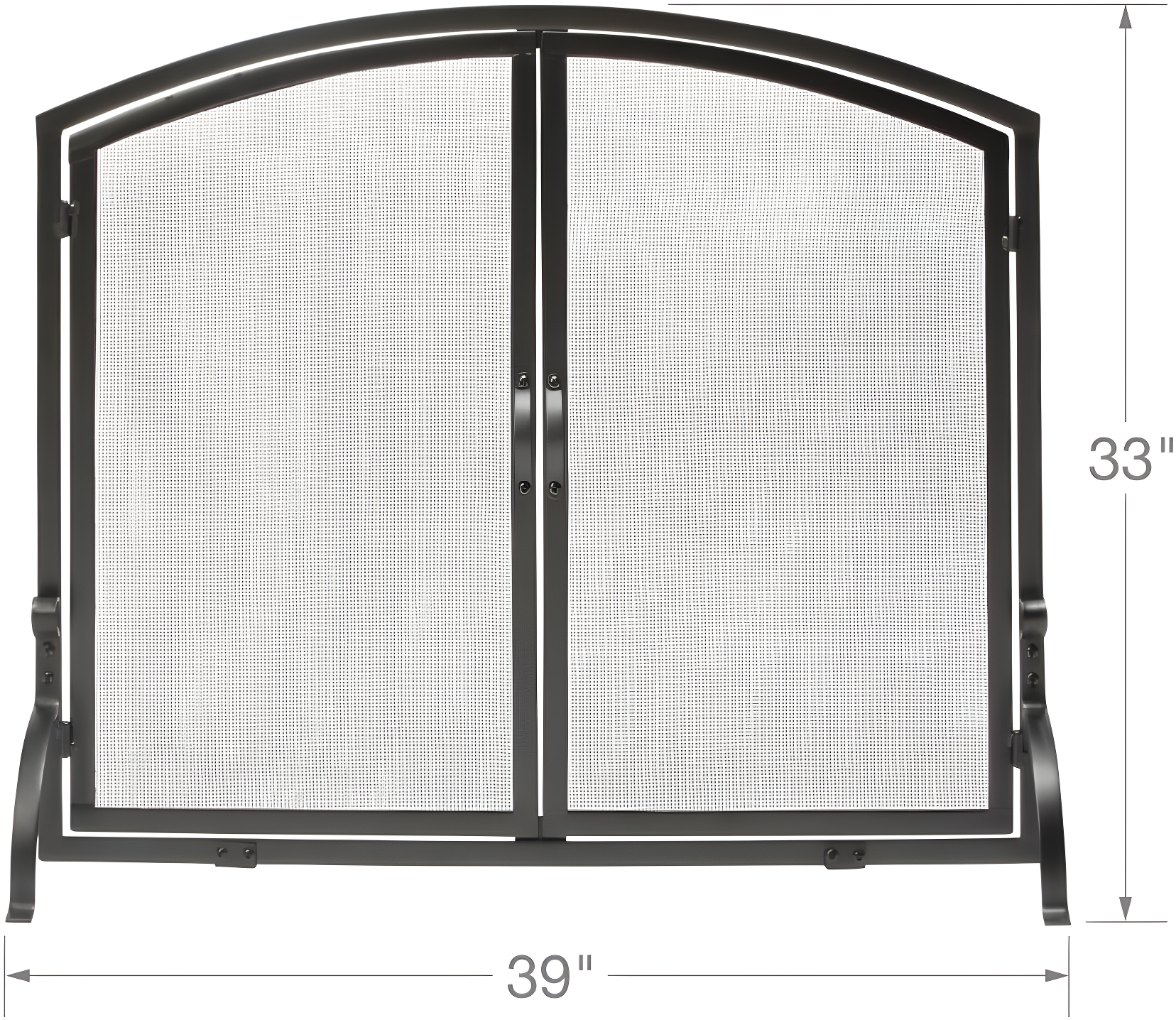 UniFlame Single Panel Black Wrought Iron Screen with Doors