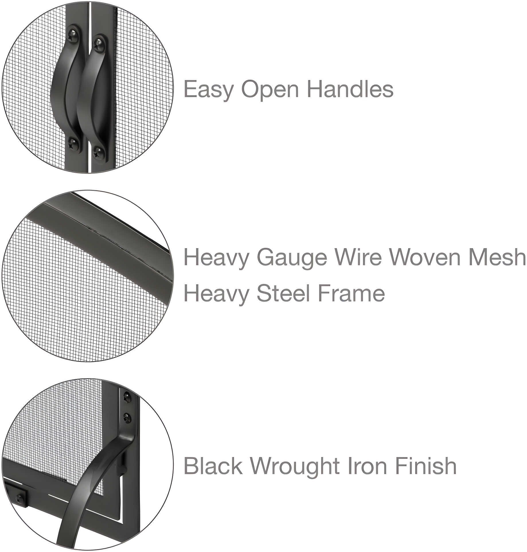 UniFlame Single Panel Black Wrought Iron Screen with Doors