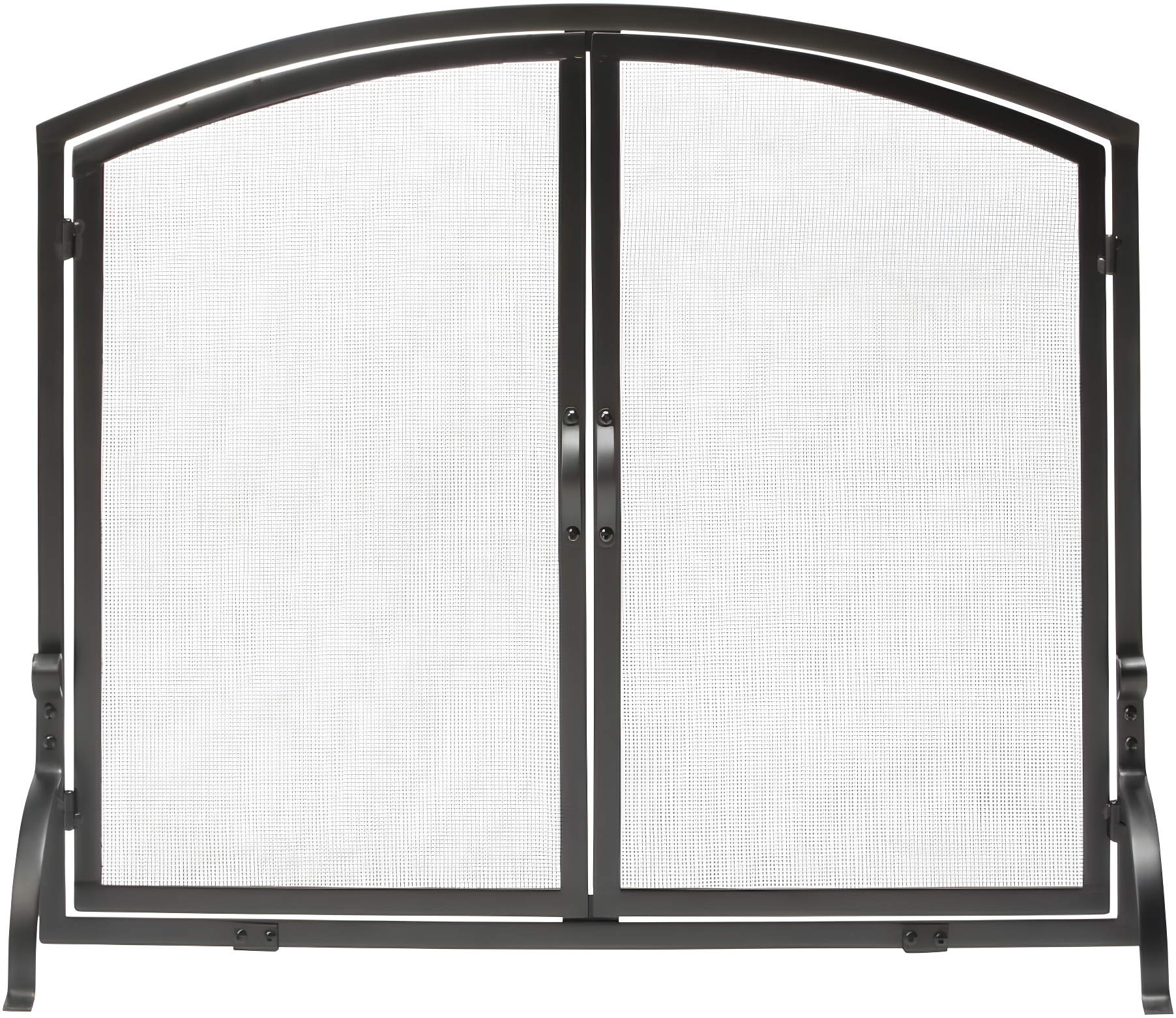 UniFlame Single Panel Black Wrought Iron Screen with Doors