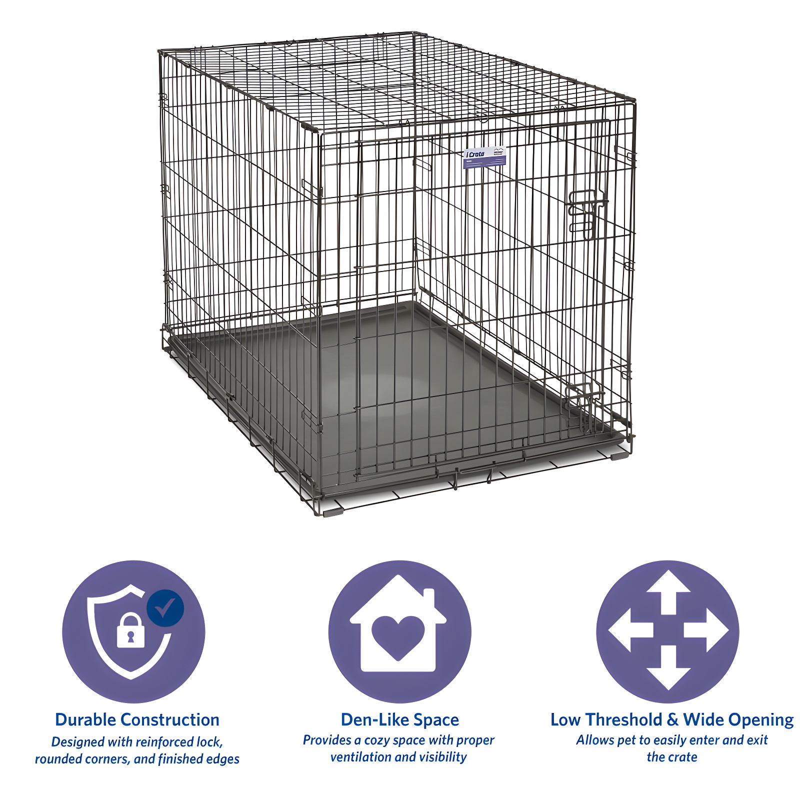 MidWest Homes for Pets Newly Enhanced Single Door iCrate Dog Crate Includes Divider Panel