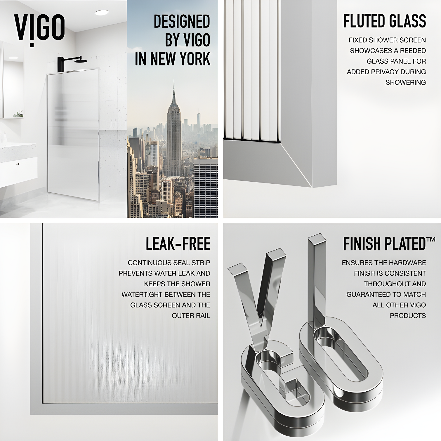 Meridian 34" W x 74" H Fixed Framed Shower Screen with 3/8" Glass