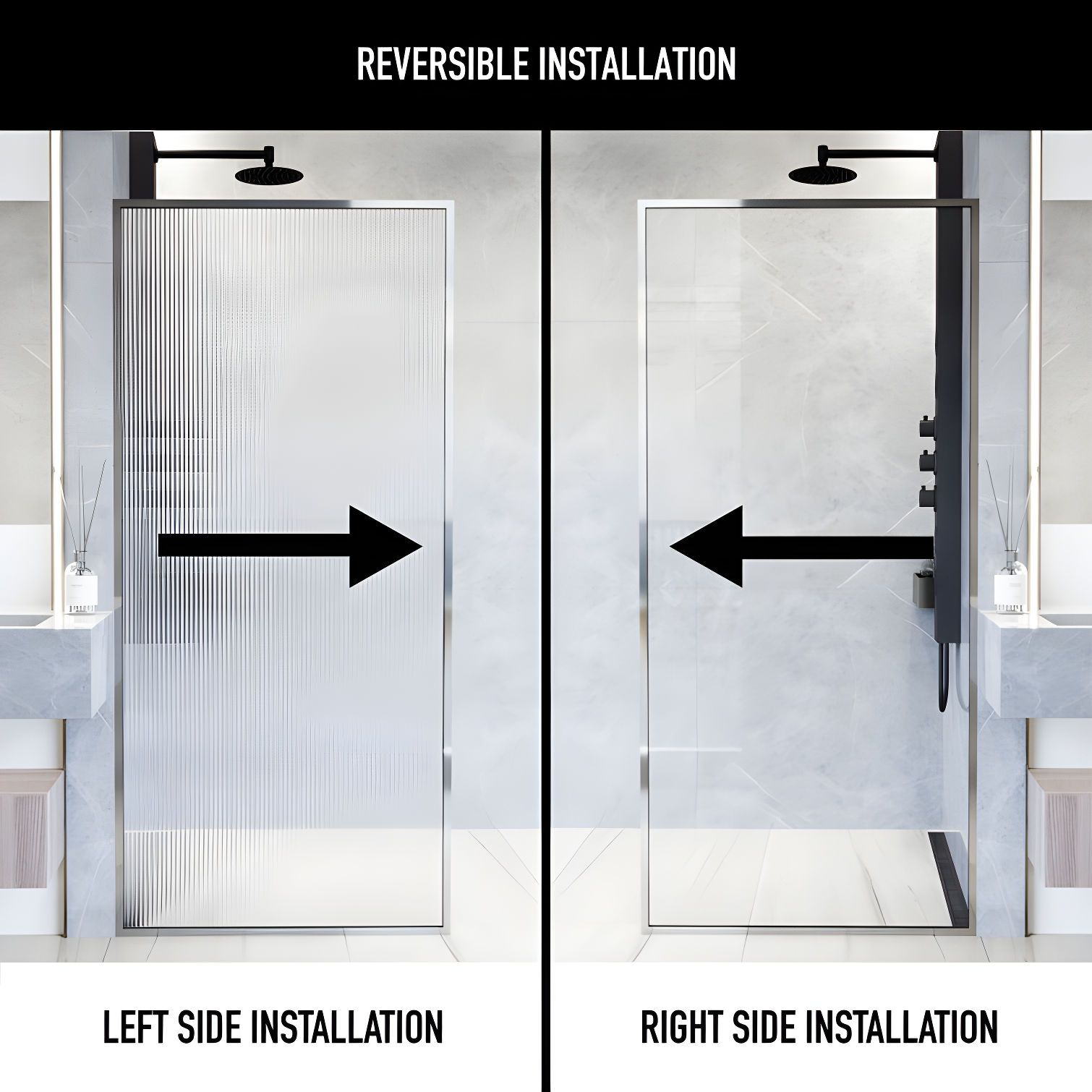 Meridian 34" W x 74" H Fixed Framed Shower Screen with 3/8" Glass