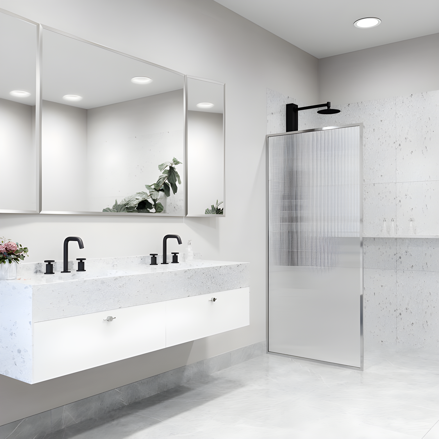 Meridian 34" W x 74" H Fixed Framed Shower Screen with 3/8" Glass