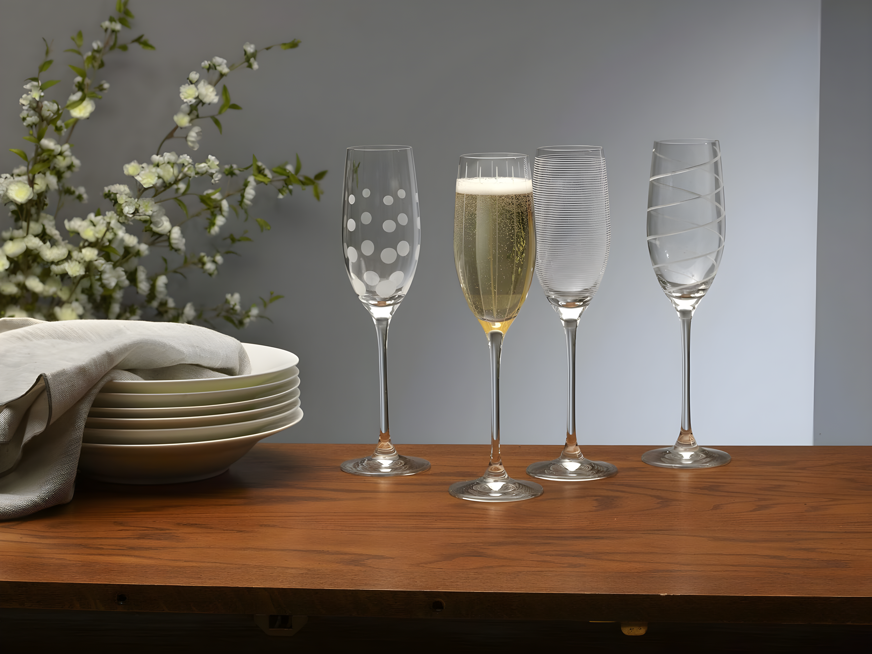 Mikasa Cheers 8-Ounce Champagne Flutes, Service for 4