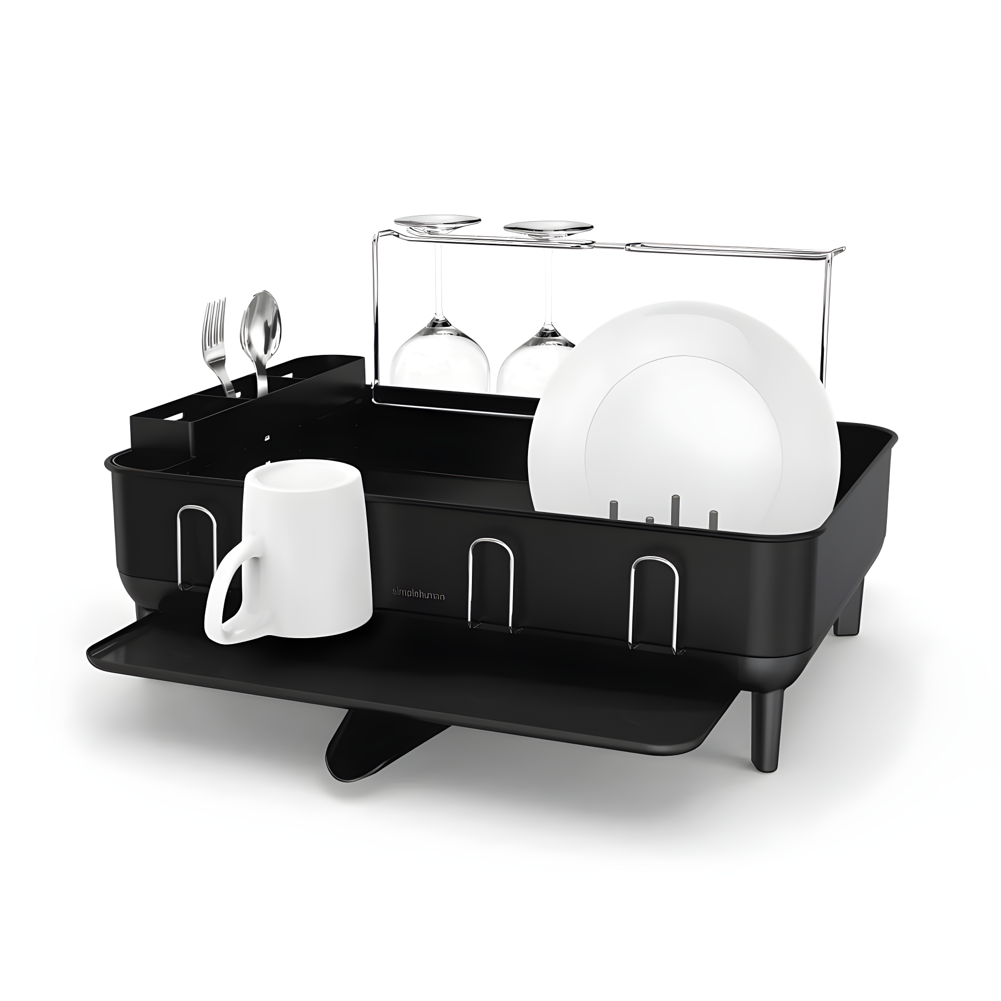 Simplehuman Kitchen Dish Drying Rack, Matte Black Steel