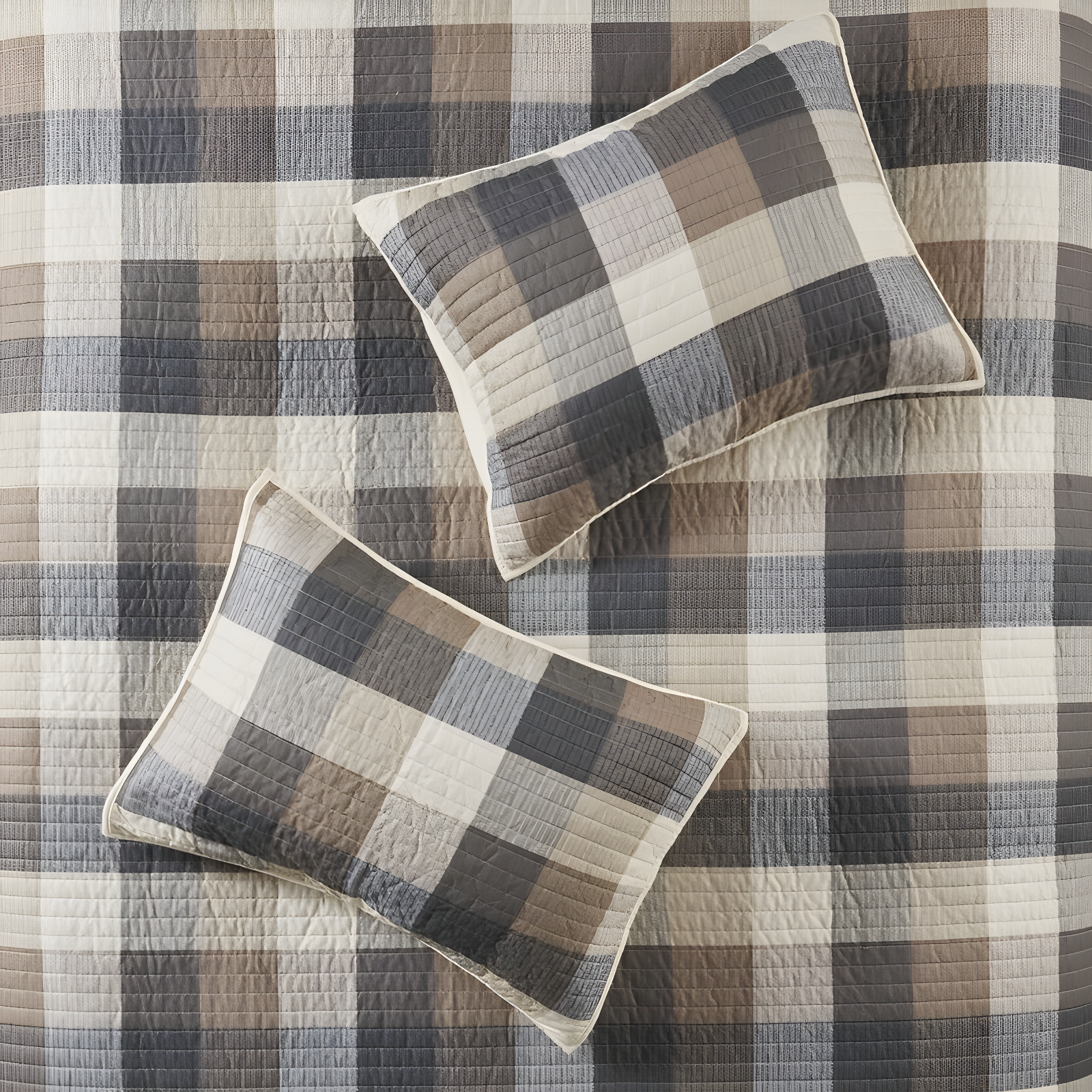Madison Park Ridge 6 Piece Printed Herringbone Quilt Set with Throw Pillows