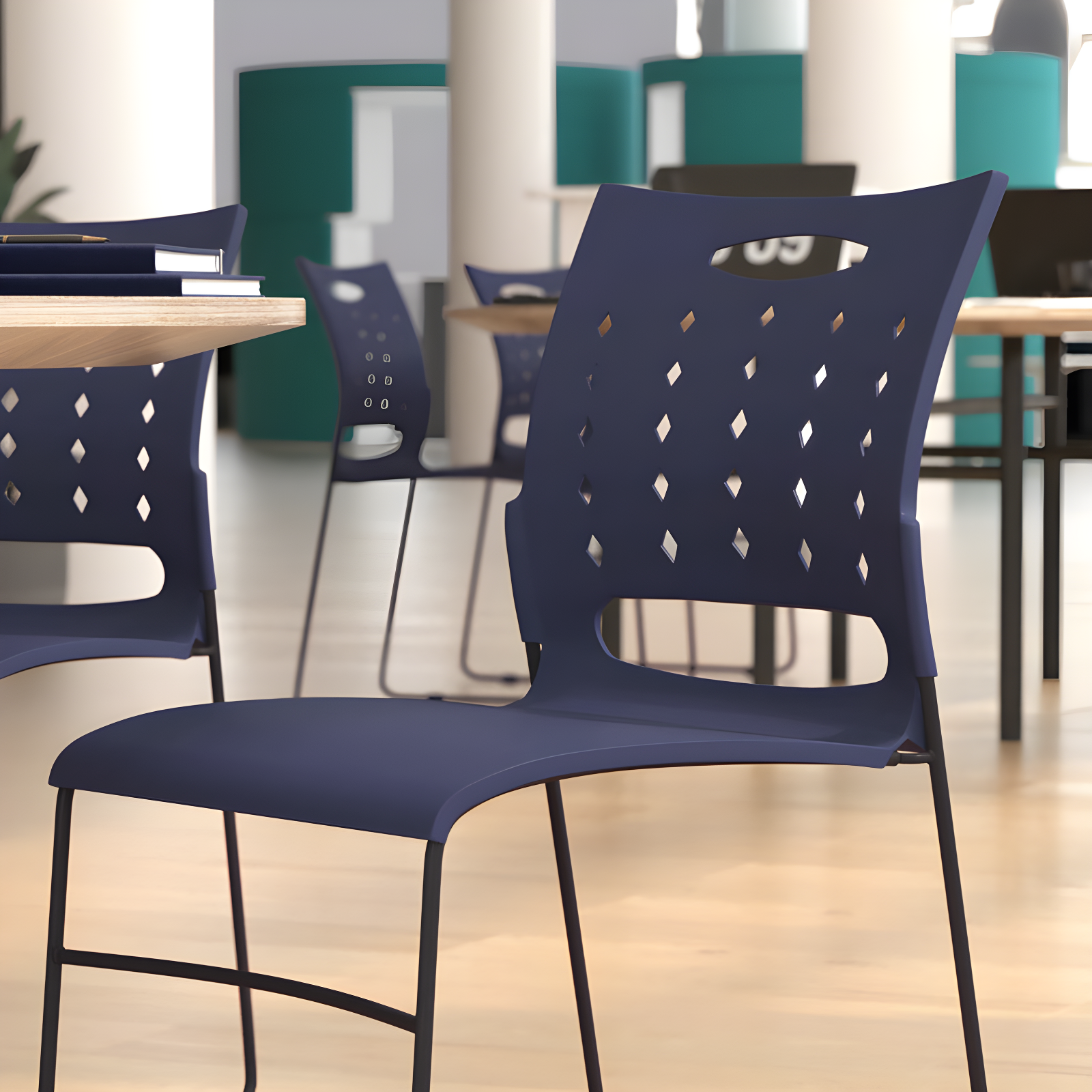 Flash Furniture 881 lb. Capacity Sled Base Stack Chair with Carry Handle and Air-Vent Back