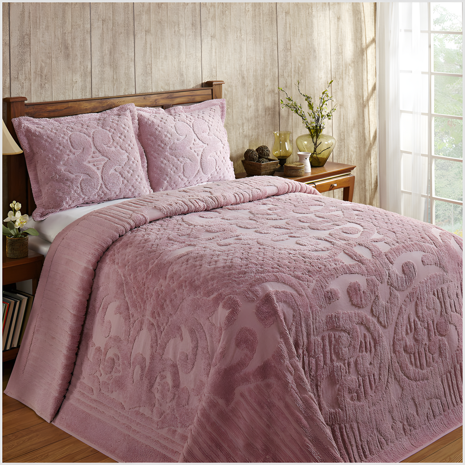 Ashton 100% Cotton Traditional Tufted Medallion Pattern Coverlet/Bedspread
