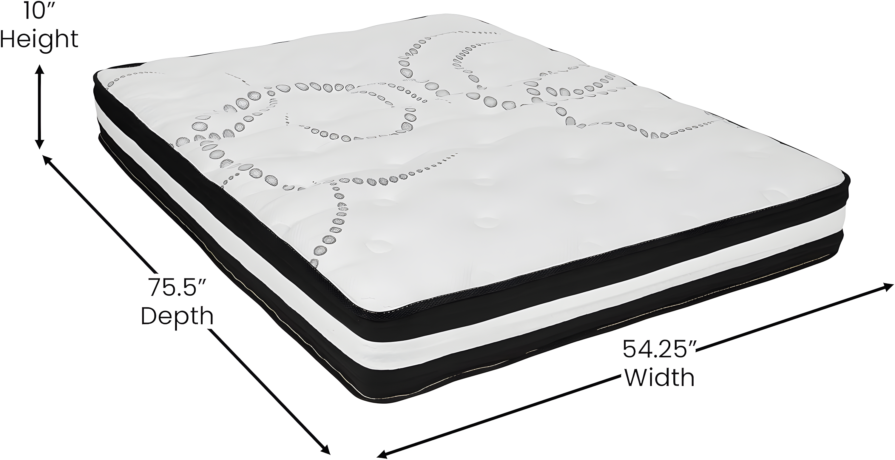 Merrick Lane 10 Inch Hybrid Full Size Mattress CertiPUR-US Certified Foam & Pocket Spring Mattress in a Box