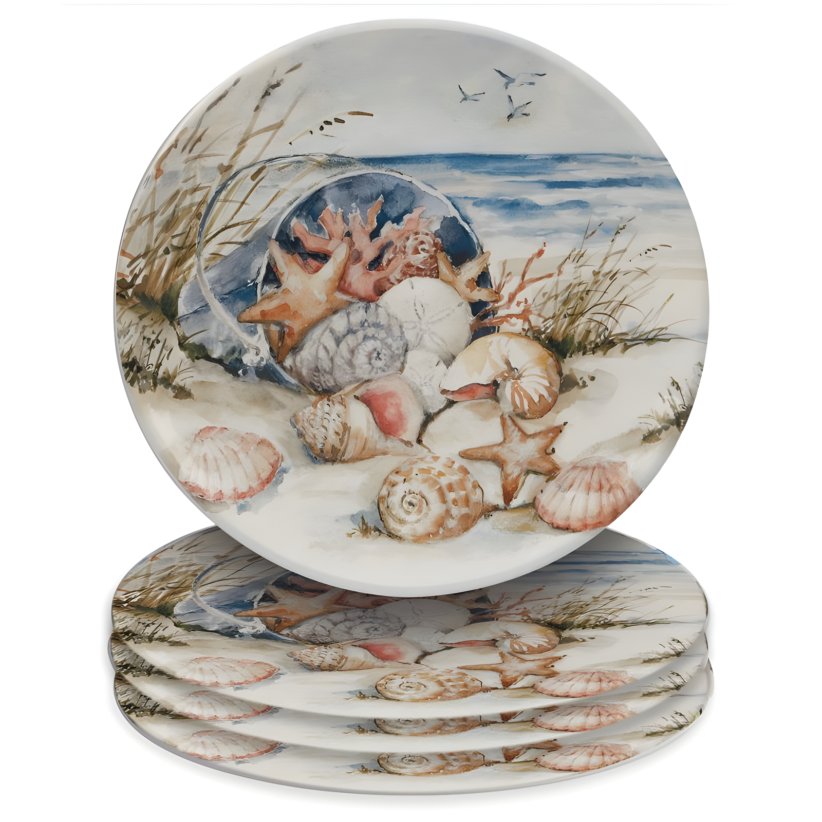 Coastal Landscape Set Of 4 Dinner Plate 11"