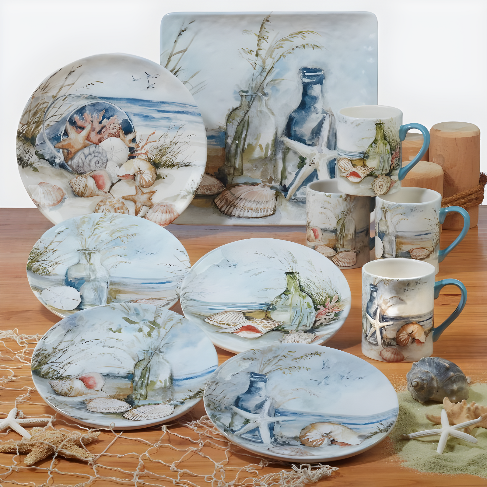 Coastal Landscape Set Of 4 Dinner Plate 11"