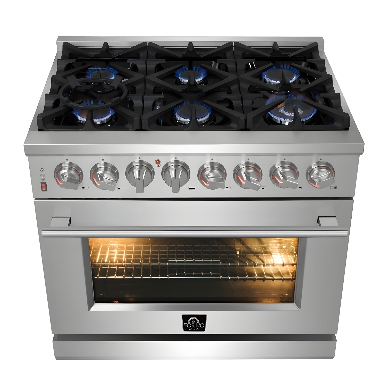 Massimo 36-inch Dual Fuel Range, 6 Burners, 5.36 cu.ft. True Convection Oven, Air Fryer & Griddle