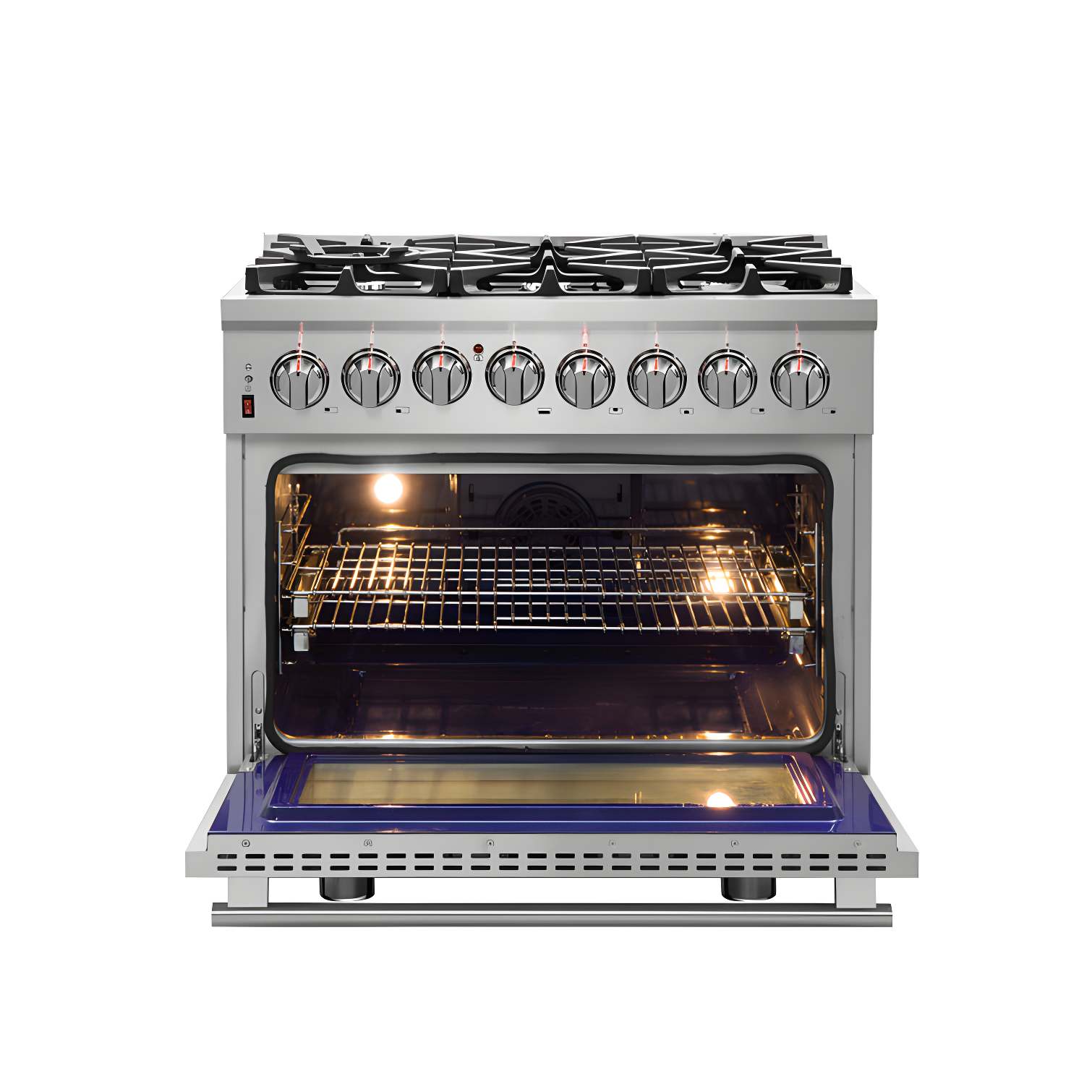 Massimo 36-inch Dual Fuel Range, 6 Burners, 5.36 cu.ft. True Convection Oven, Air Fryer & Griddle