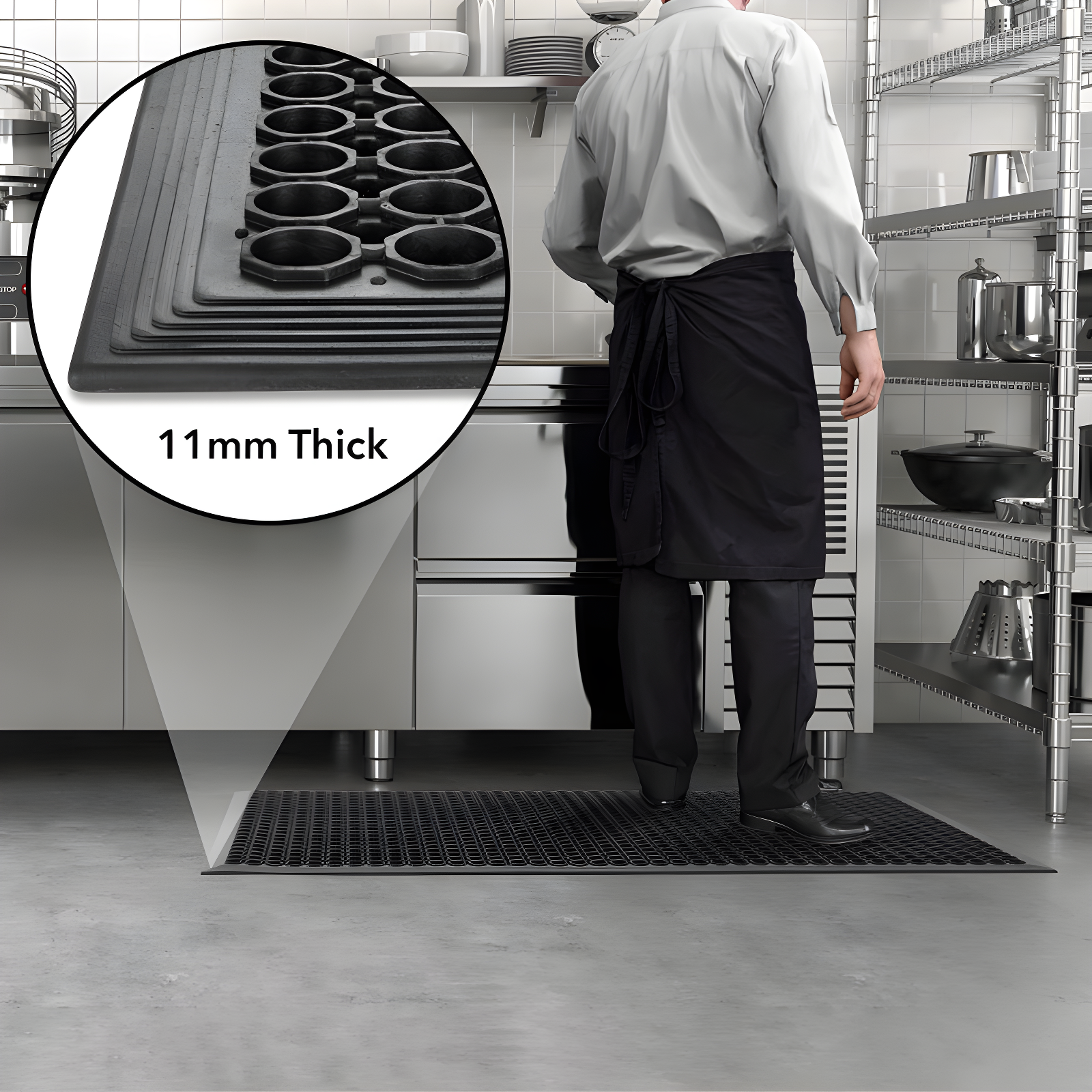 GRIDMANN Anti-Fatigue Restaurant Floor Mat, Non-Slip Rubber Drainage Mat