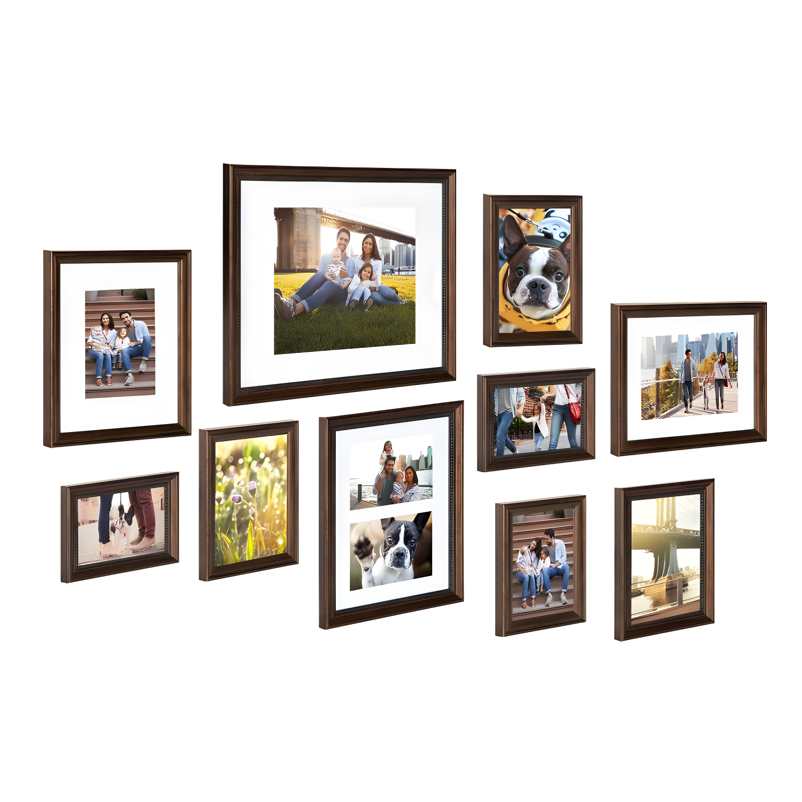 10pcTraditionl Frame Box Set Brown - Kate & Laurel All Things Decor: Elegant Wall Display, Multi-Size, Sawtooth Hanger