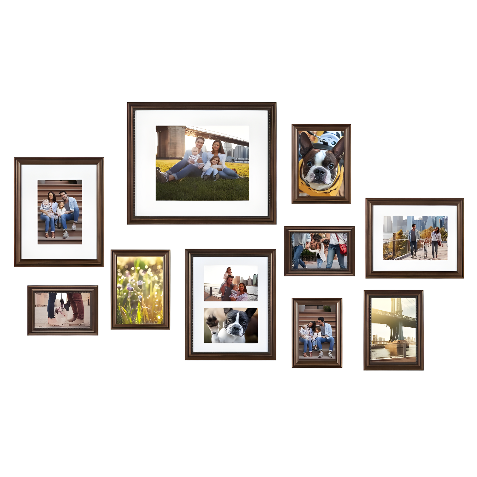10pcTraditionl Frame Box Set Brown - Kate & Laurel All Things Decor: Elegant Wall Display, Multi-Size, Sawtooth Hanger