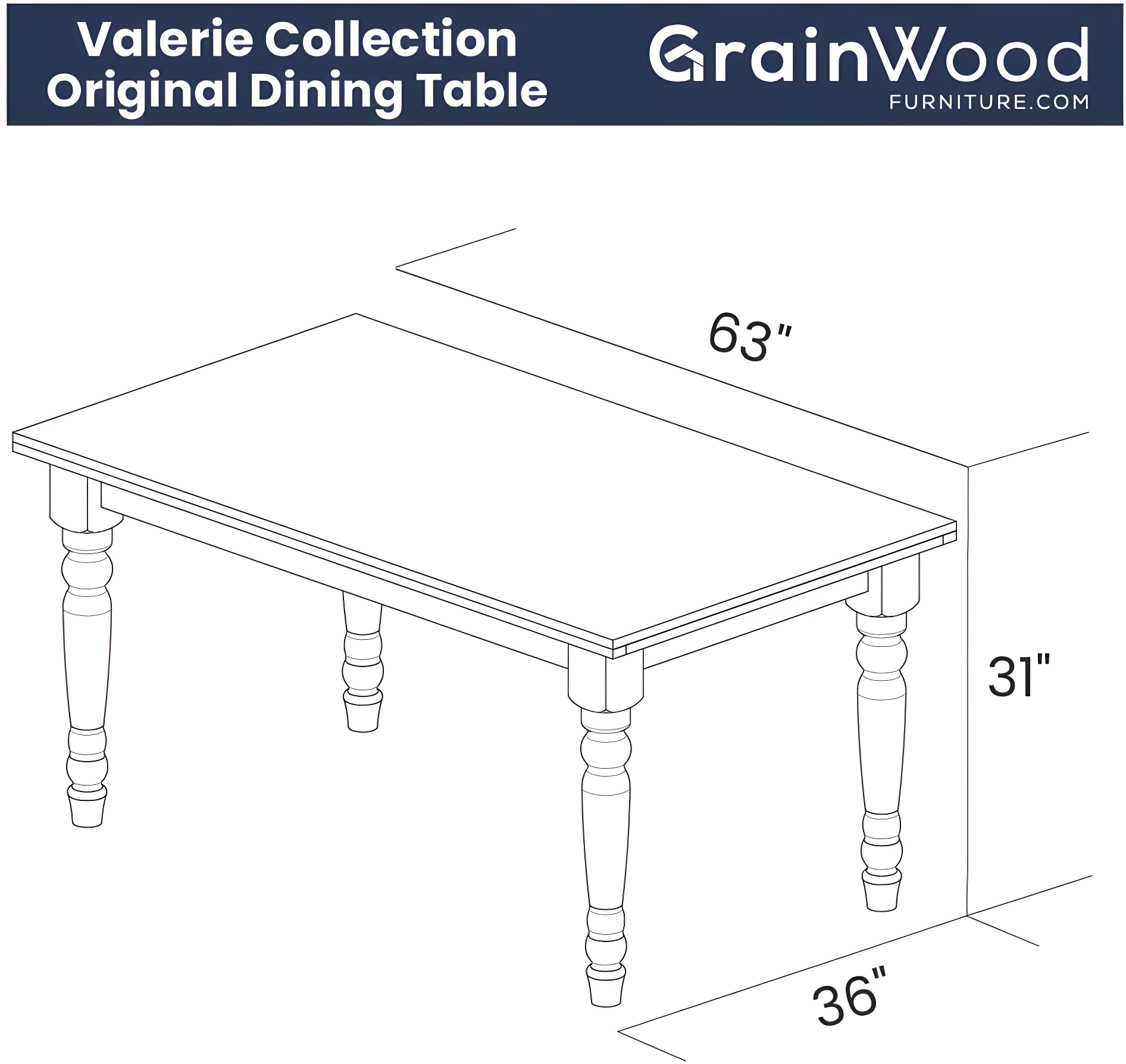 Valerie Pine Solid Wood Dining Table