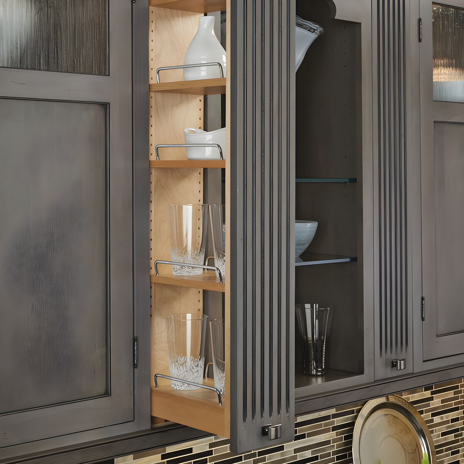 Rev-A-Shelf Pull Out Wall Filler Cabinet Wooden Organizer