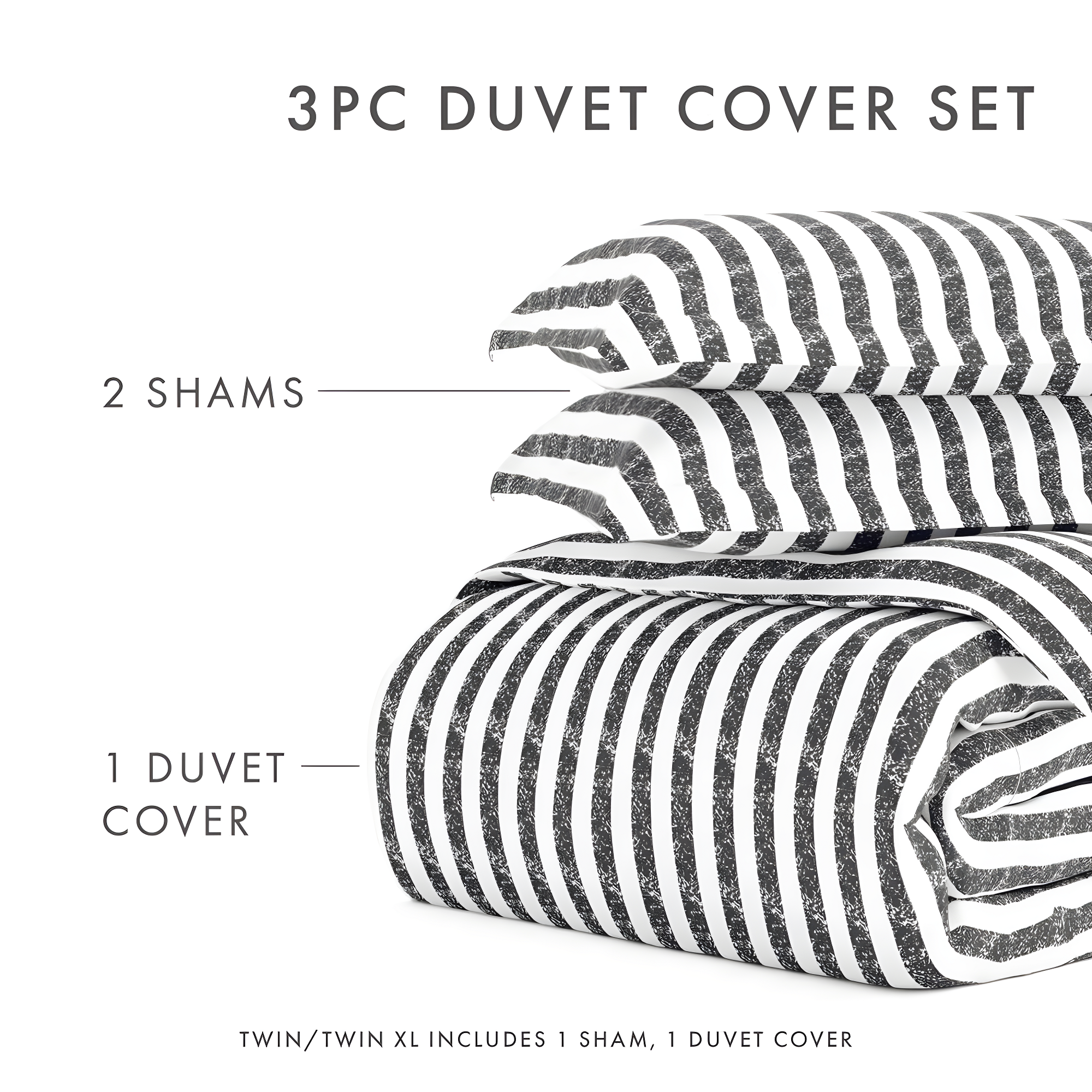 Becky Cameron 3 Piece Rugged Stripe Pattern Duvet Cover Set