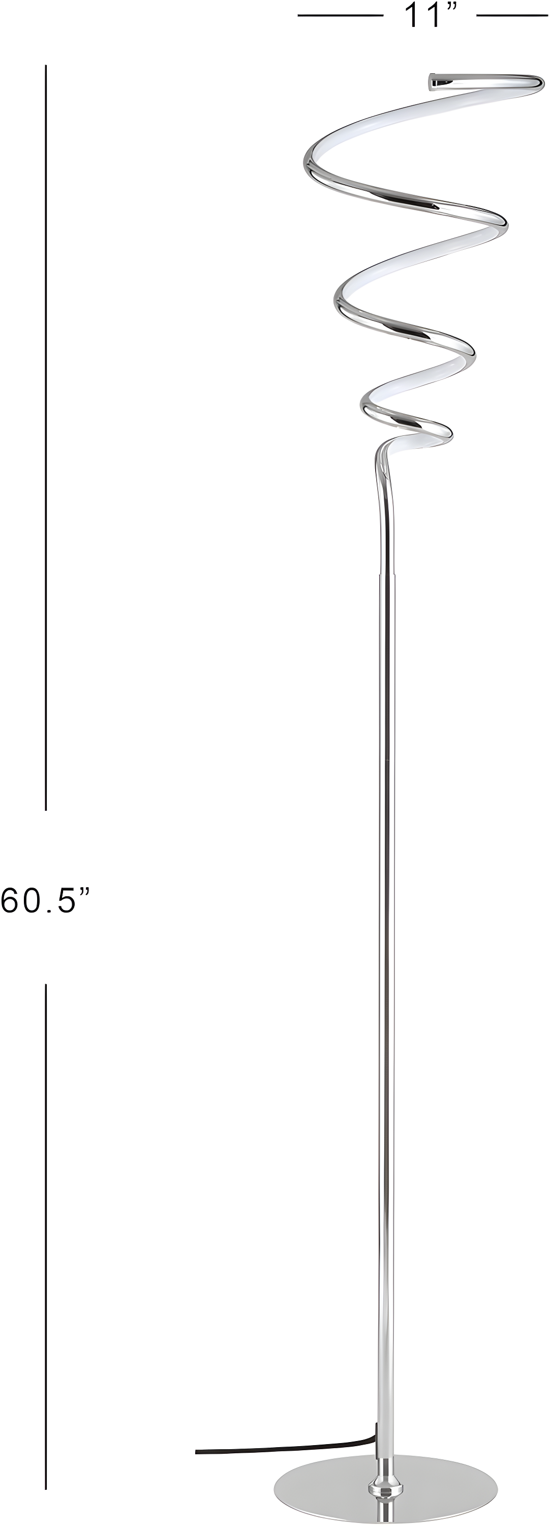JONATHAN Y JYL7027A Scribble 60.5" Modern Dimmable Metal Integrated LED Floor Lamp, Contemporary, Minimalist, Glam for living room, dinning room, bedroom, office, Chrome