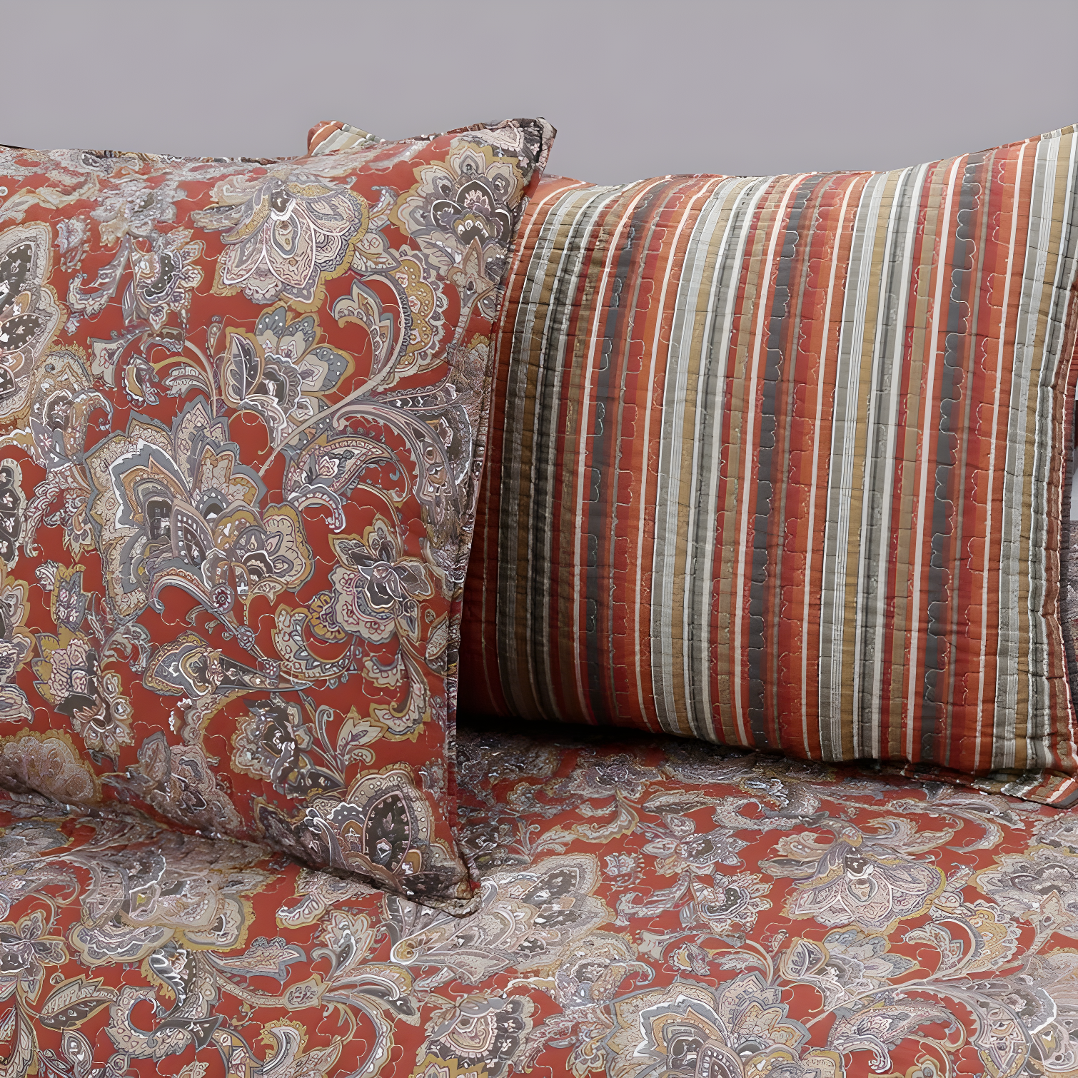 Traditional Cotton Paisley Quilt Set