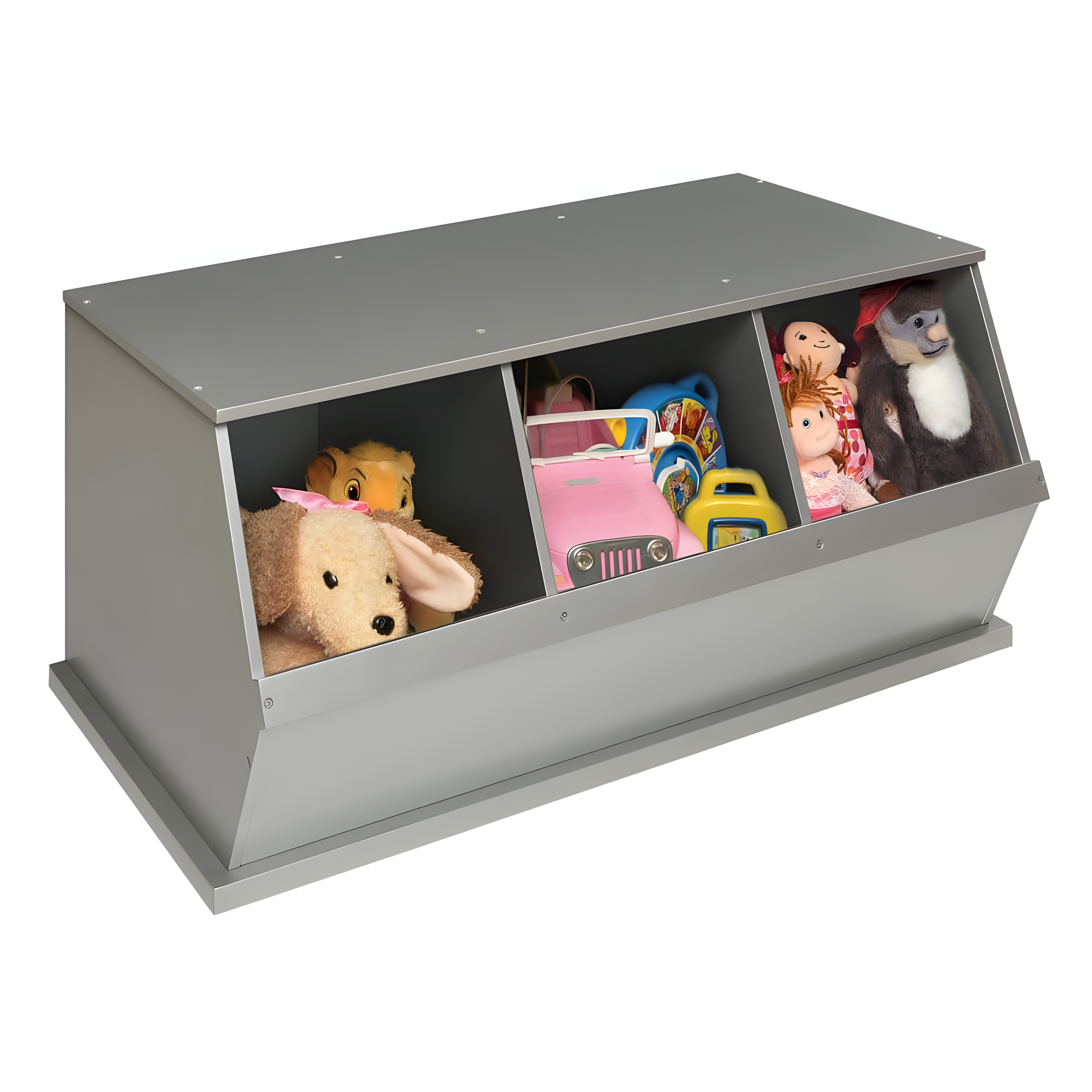 Badger Basket Three Bin Stackable Storage Cubby - Silver