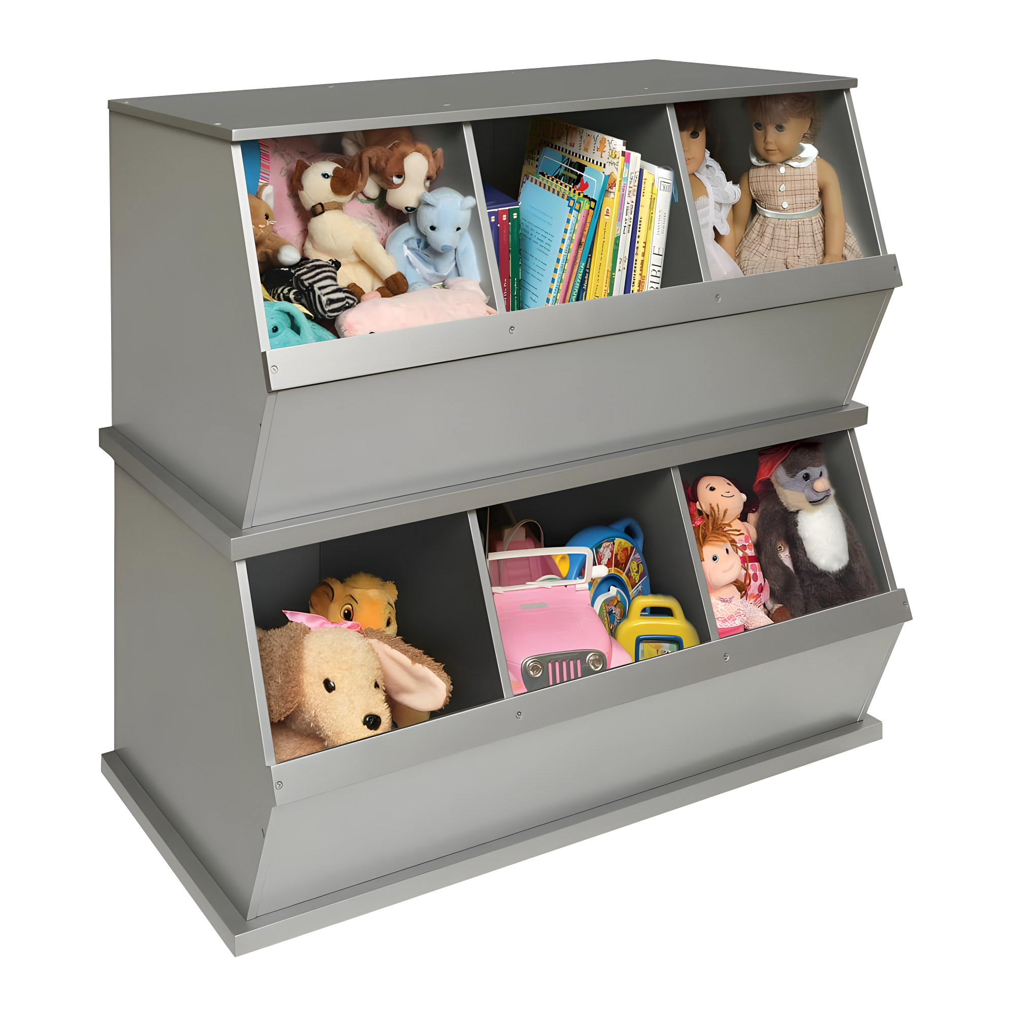 Badger Basket Three Bin Stackable Storage Cubby - Silver