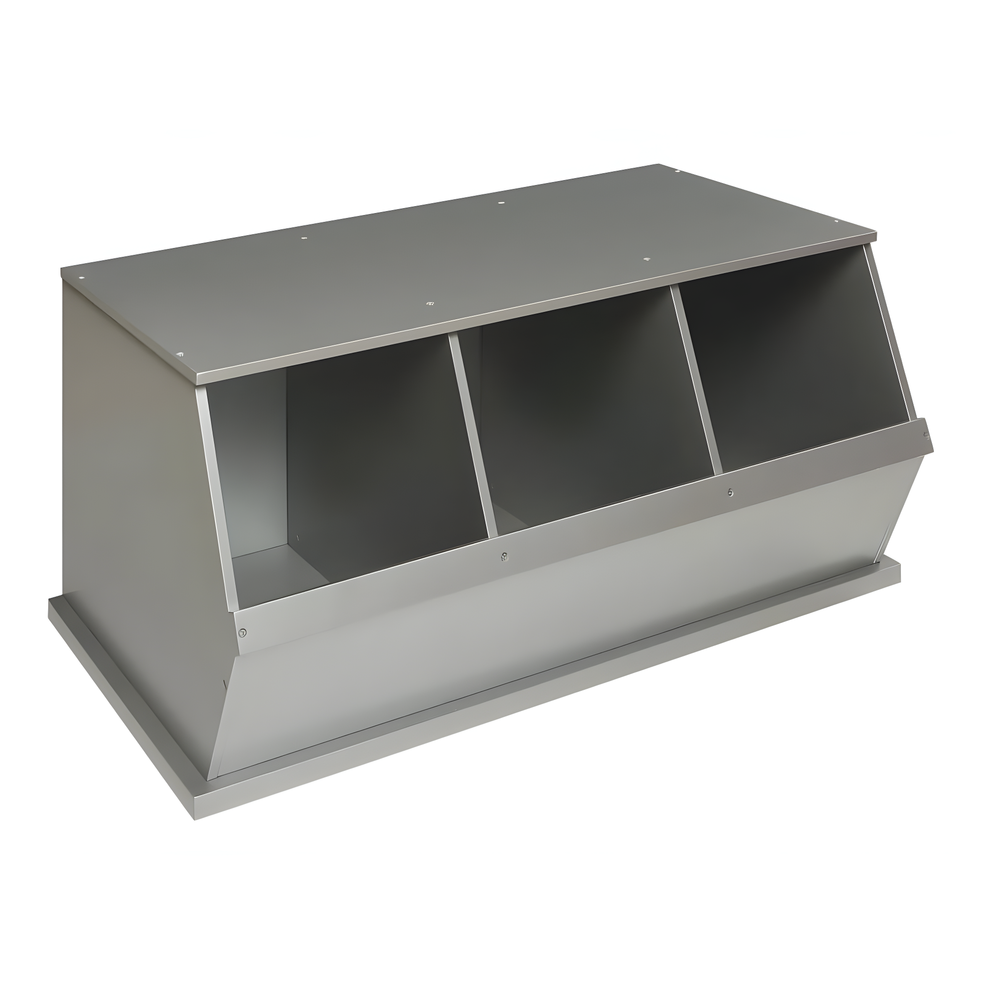 Badger Basket Three Bin Stackable Storage Cubby - Silver
